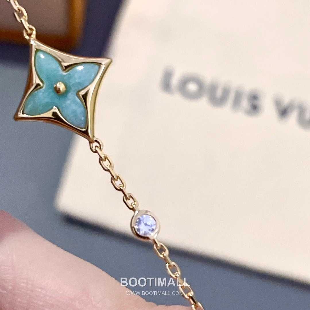 Louis Vuitton Blossom Amazonite Diamond Brass Gold Plated Necklace with Clover Pendant 루이비통 블라썸 아마조나이트 다이아 황동 골드도금 네클리스 클로버 펜던트 7