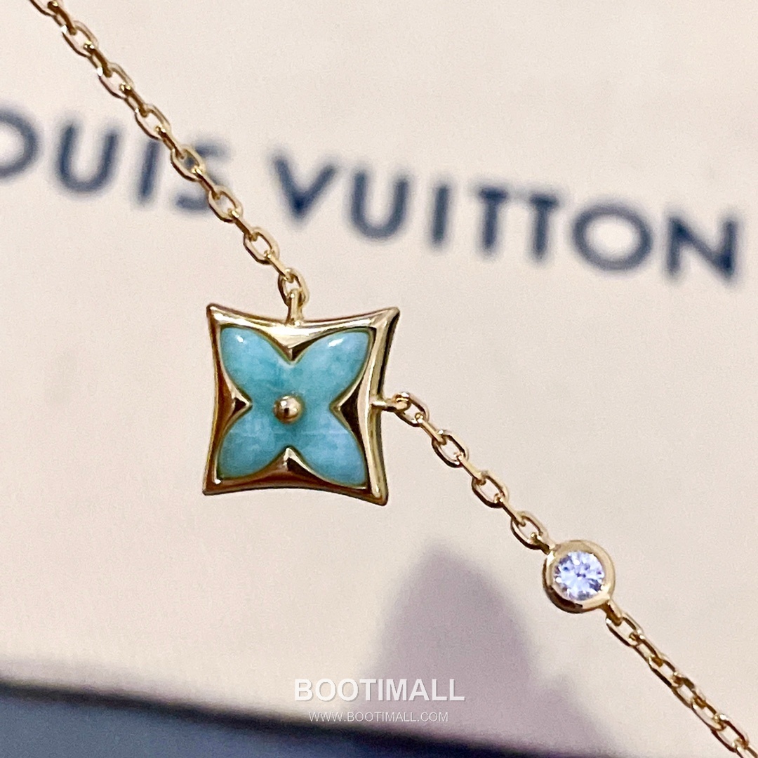 Louis Vuitton Blossom Amazonite Diamond Brass Gold Plated Necklace with Clover Pendant 루이비통 블라썸 아마조나이트 다이아 황동 골드도금 네클리스 클로버 펜던트 8