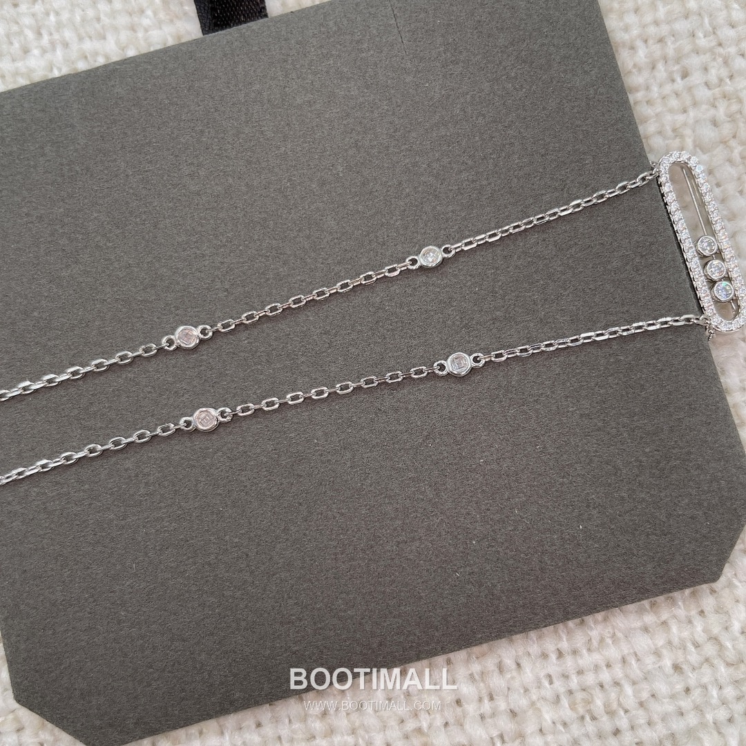 De Beers Trilogy Moving Diamond Sterling Silver 925 Necklace with Sliding Pendant 드비어스 트릴로지 무빙 다이아 스털링 실버 925 네클리스 슬라이딩 펜던트 14