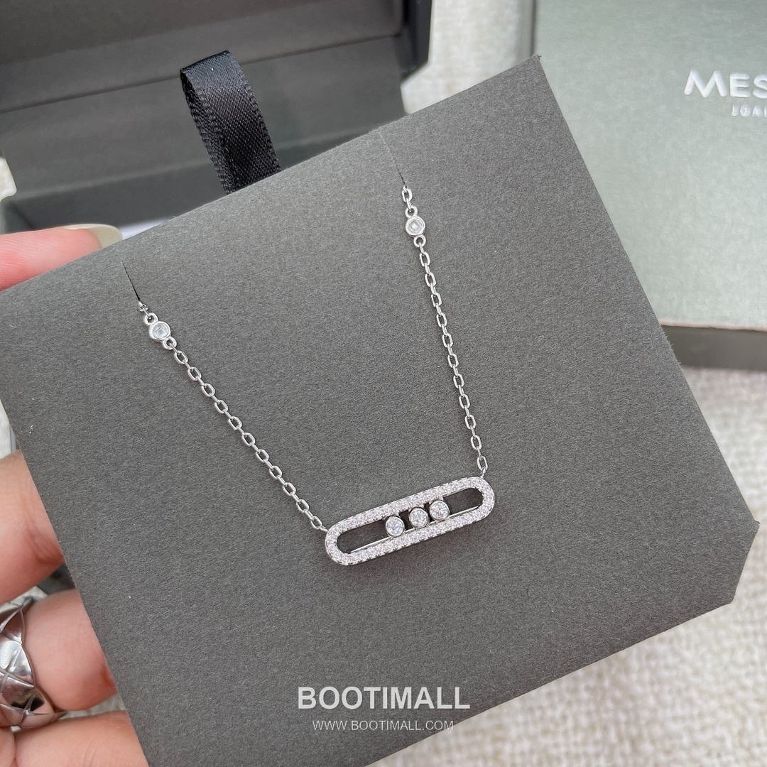 De Beers Trilogy Moving Diamond Sterling Silver 925 Necklace with Sliding Pendant 드비어스 트릴로지 무빙 다이아 스털링 실버 925 네클리스 슬라이딩 펜던트 16