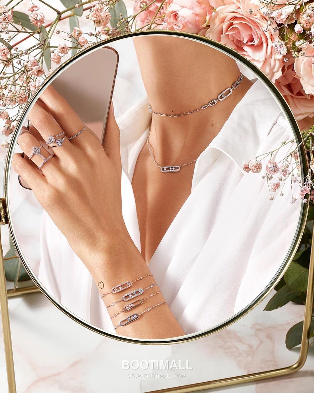 Messika Move Three Diamond Sterling Silver 925 Bracelet with Sliding Stone Detail 메시카 무브 쓰리 다이아 스털링 실버 925 브레이슬릿 슬라이딩 스톤 디테일 1