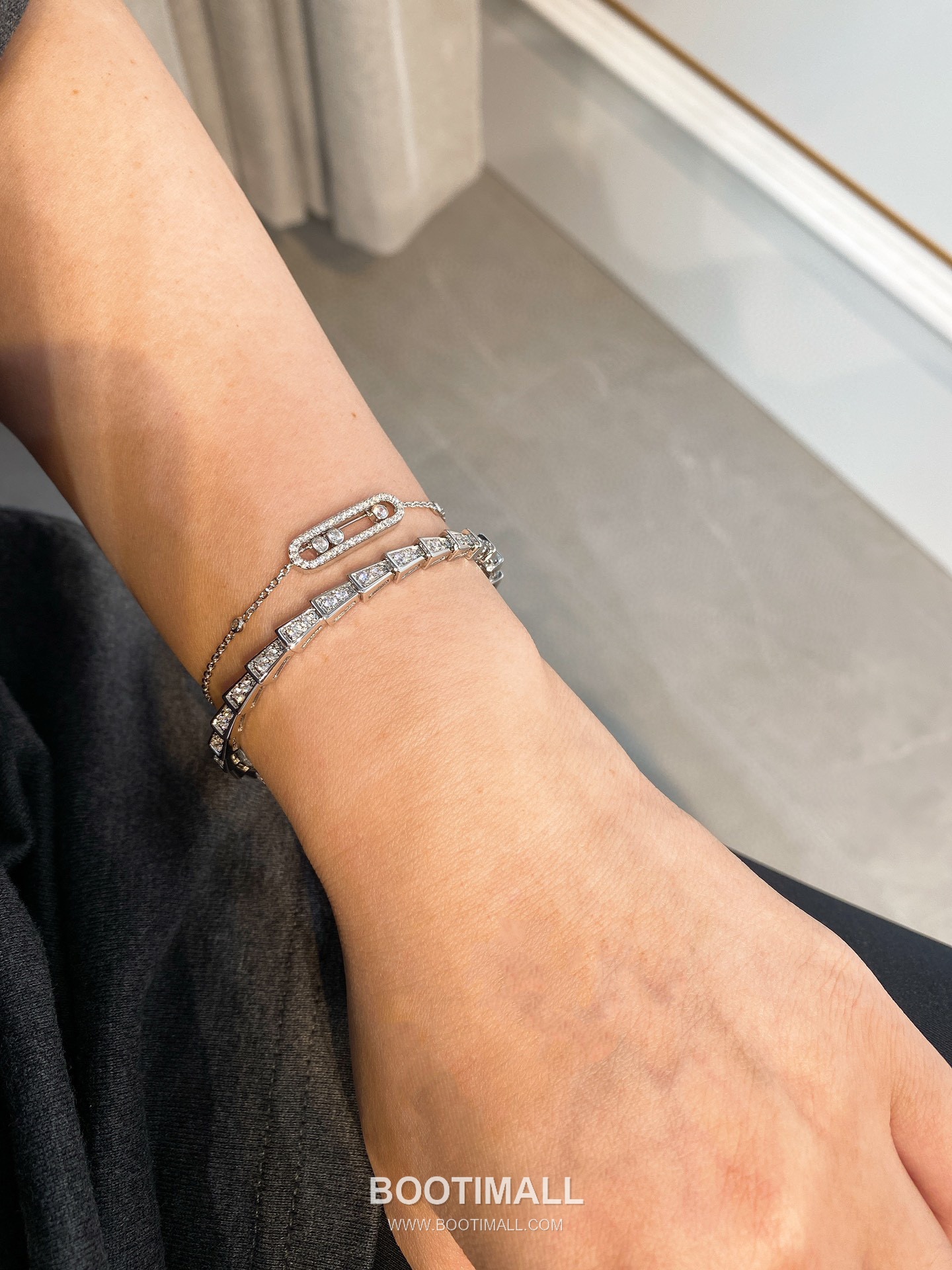 Messika Move Three Diamond Sterling Silver 925 Bracelet with Sliding Stone Detail 메시카 무브 쓰리 다이아 스털링 실버 925 브레이슬릿 슬라이딩 스톤 디테일 10