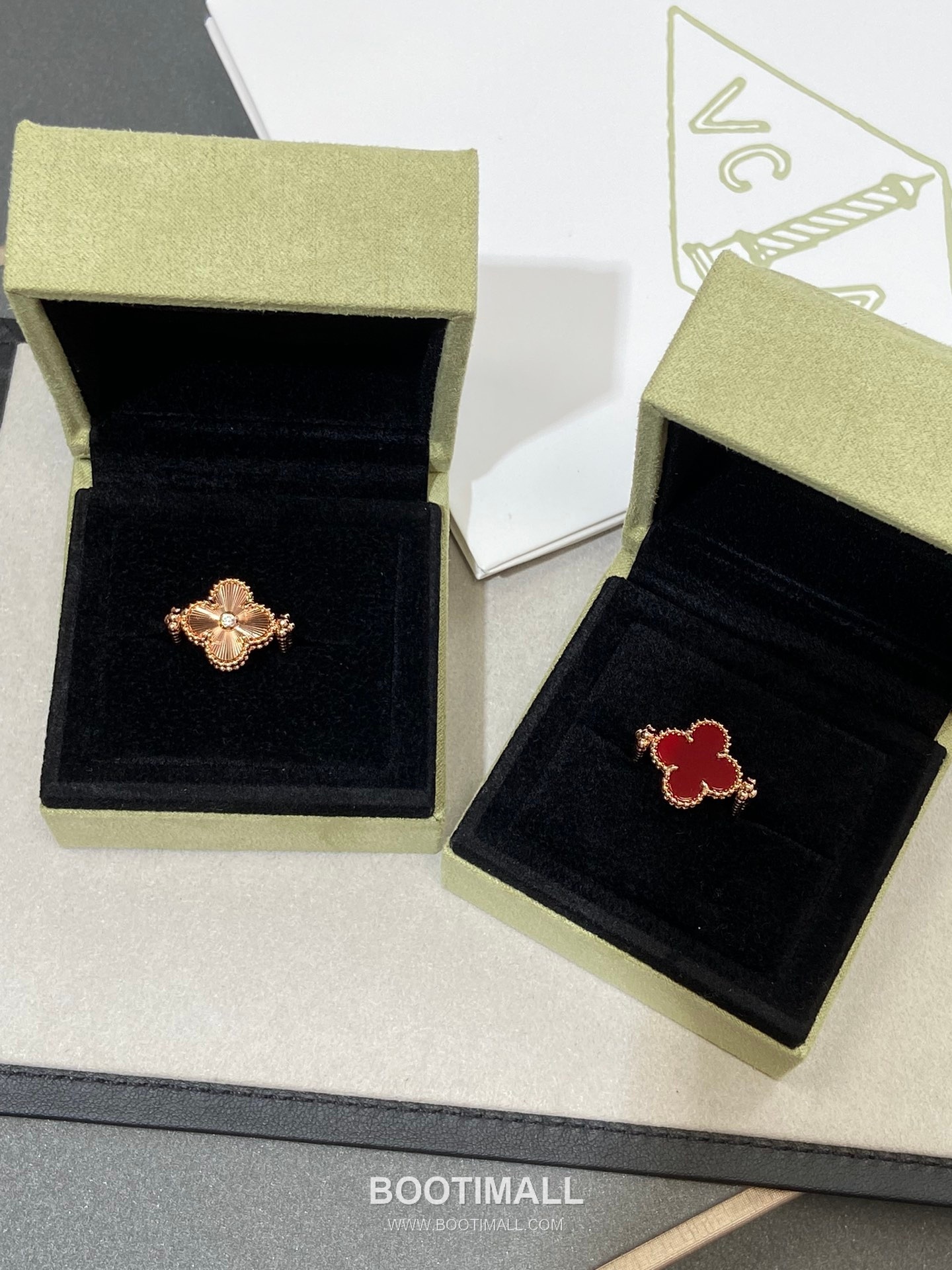 Van Cleef & Arpels Alhambra Carnelian Diamond Brass Gold Plated Ring with Rotating Clover Motif 반클리프아펠 알함브라 카넬리안 다이아 황동 골드도금 링 회전형 클로버 모티프 7