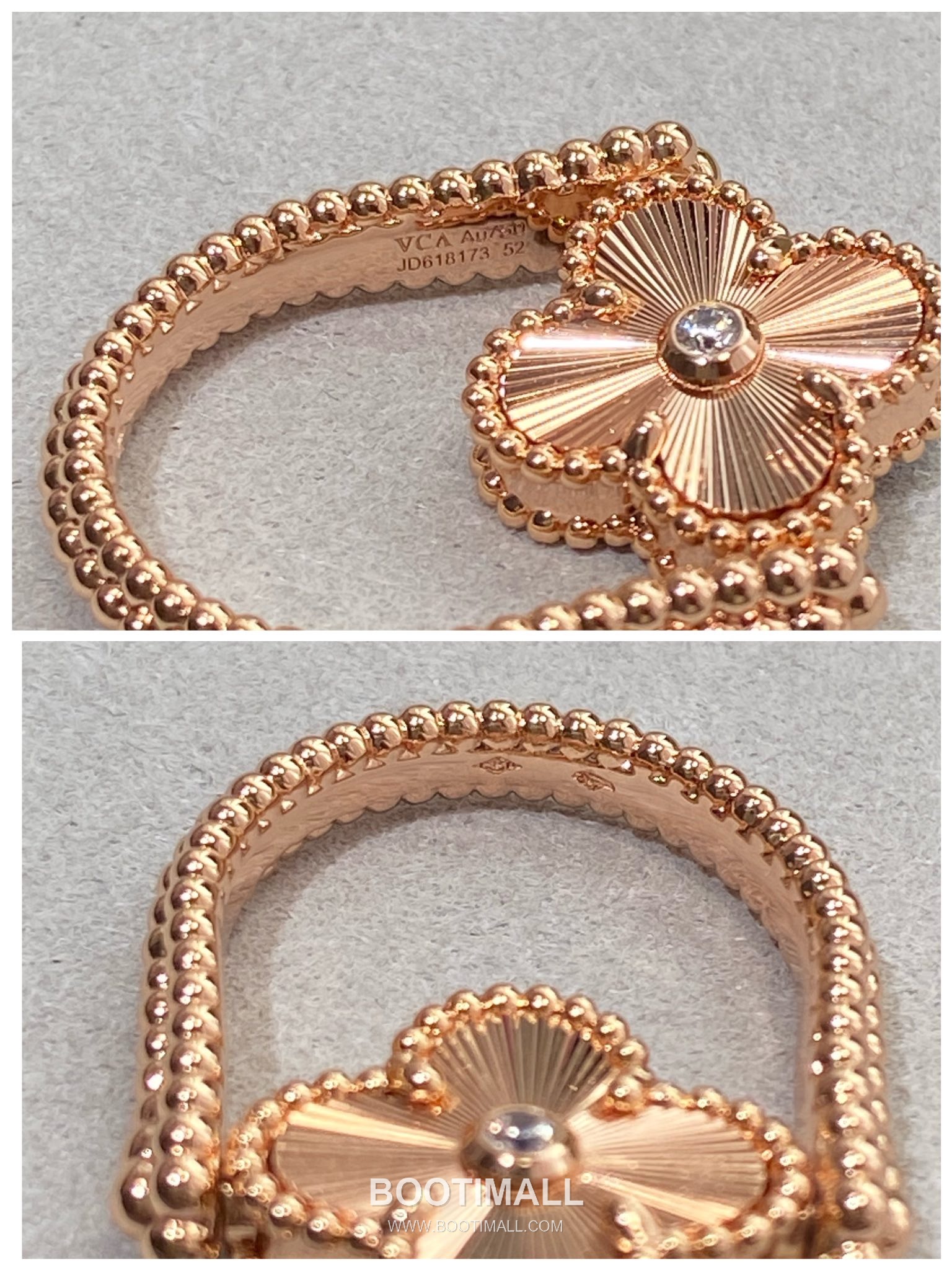 Van Cleef & Arpels Alhambra Carnelian Diamond Brass Gold Plated Ring with Rotating Clover Motif 반클리프아펠 알함브라 카넬리안 다이아 황동 골드도금 링 회전형 클로버 모티프 14