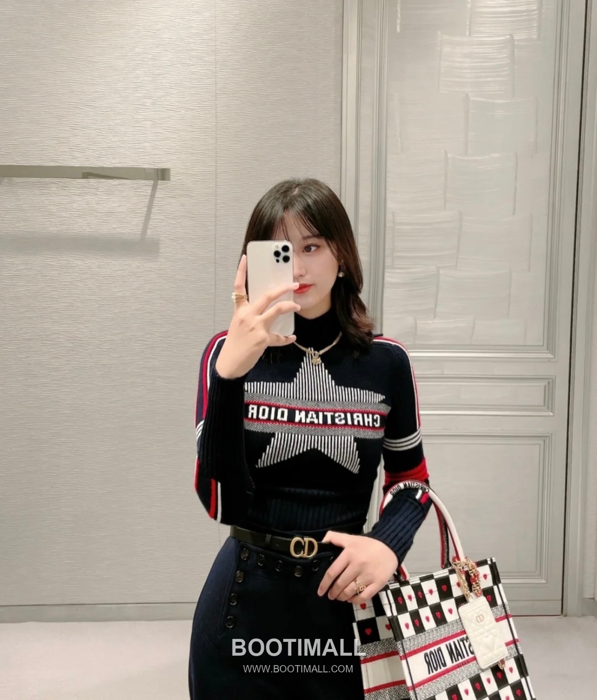 Dior CD Star Crystal Brass Silver Plated Necklace with Square Cut Pendant 디올 CD 스타 크리스탈 황동 실버도금 네클리스 스퀘어 컷 펜던트 4