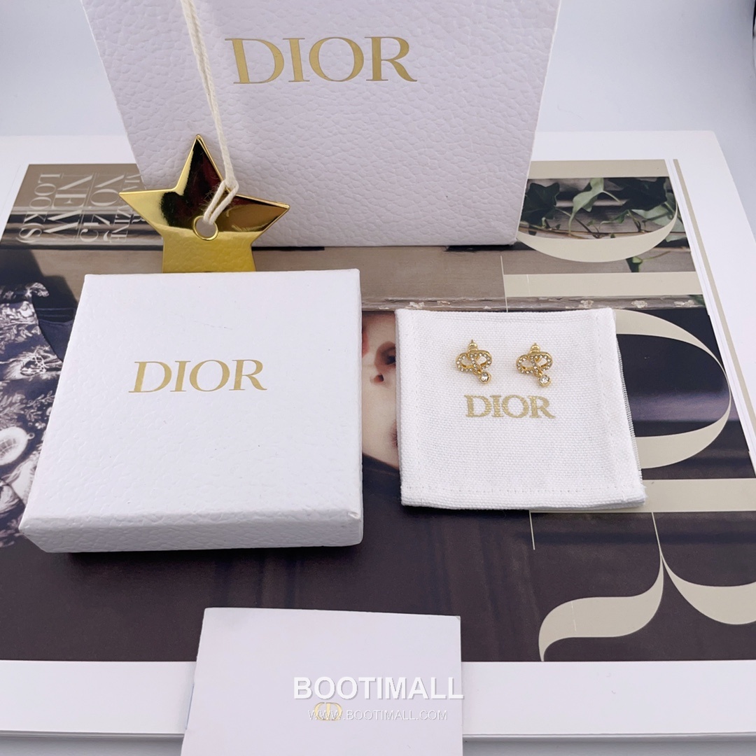Dior CD Full Crystal Brass Silver Plated Stud Earring with Drop Pendant 디올 CD 풀 크리스탈 황동 실버도금 스터드 이어링 드롭 펜던트 4
