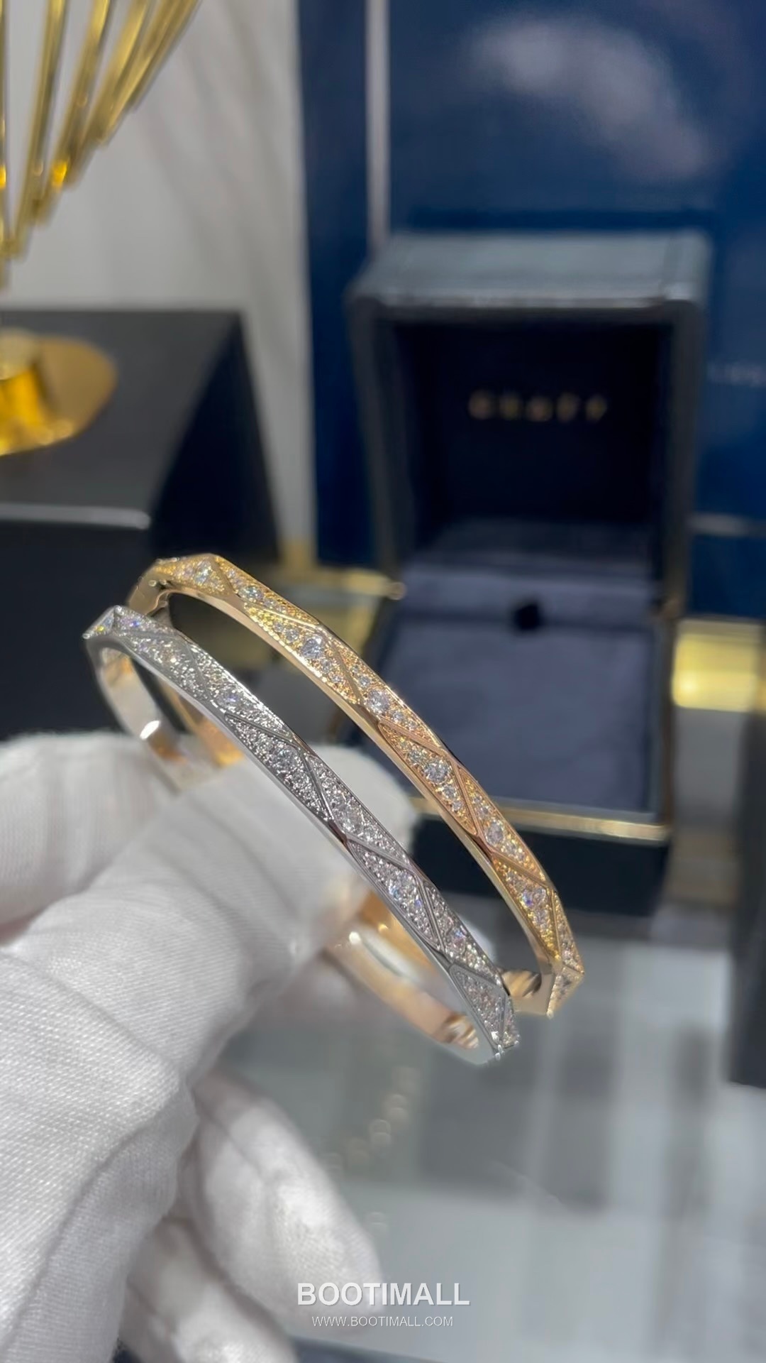 Graff Diamond Shape Full Crystal Brass Silver Plated Bracelet with Pavé Setting Detail 그라프 다이아몬드 쉐입 풀 크리스탈 황동 실버도금 브레이슬릿 파베 세팅 디테일 1
