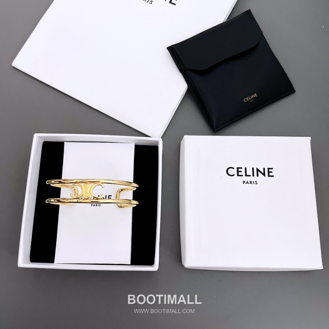 Celine Triomphe Double Layer Brass Gold Plated Bracelet with Logo Bar Detail 셀린느 트리옹프 더블 레이어 황동 골드도금 브레이슬릿 로고 바 디테일 7