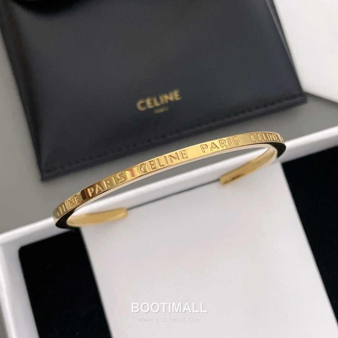 Celine C Logo Open Cuff Brass Gold Plated Bracelet with Adjustable Opening Detail 셀린느 C 로고 오픈 커프 황동 골드도금 브레이슬릿 조절형 오프닝 디테일 3
