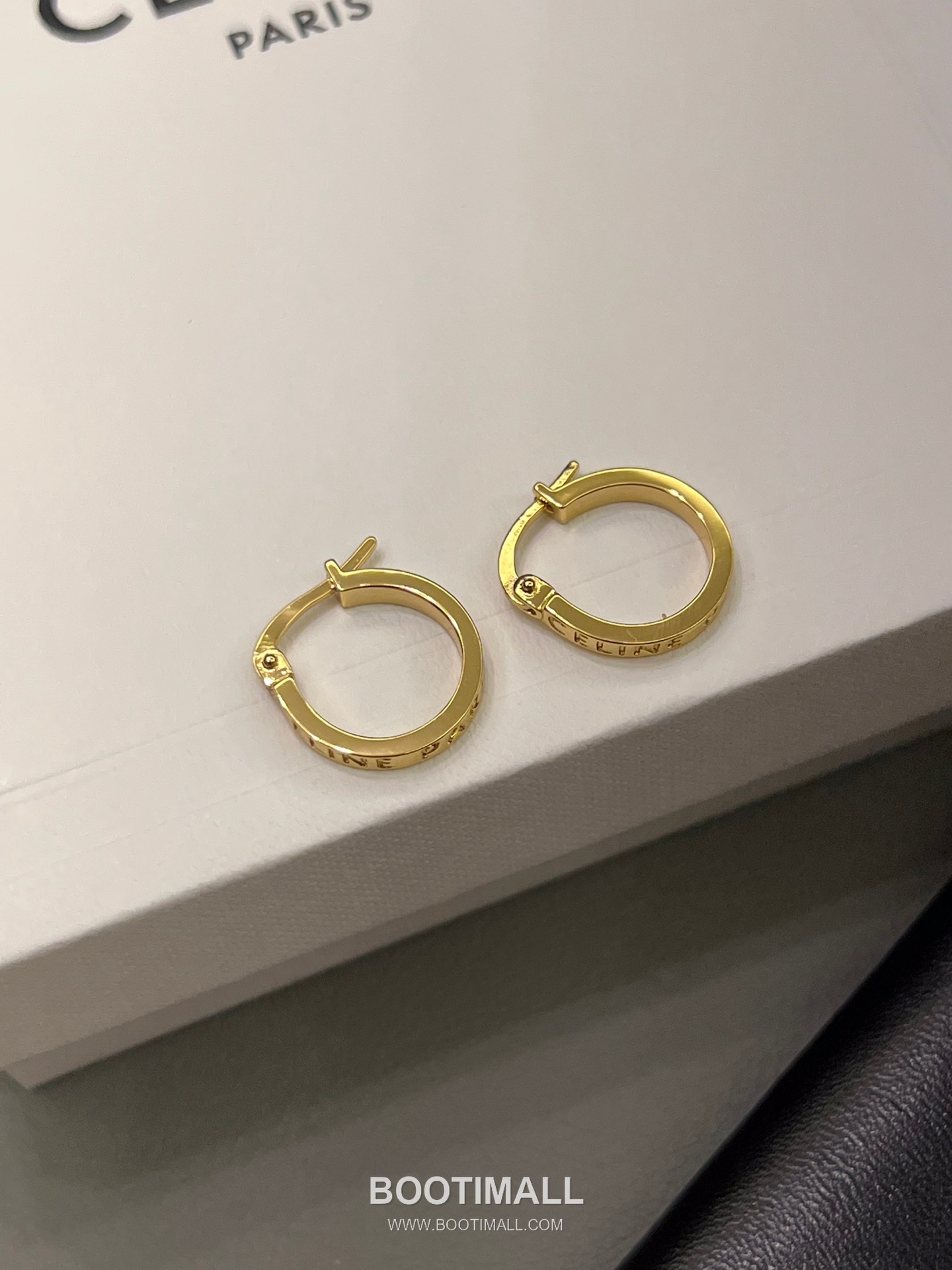 Celine C Logo Mini Hoop Brass Gold Plated Earring with Letter Detail 셀린느 C 로고 미니 후프 황동 골드도금 이어링 레터 디테일 6