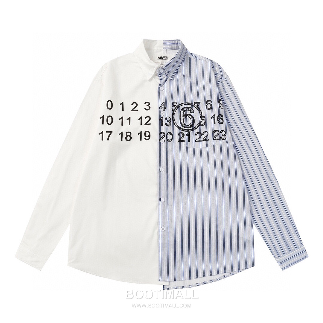 Maison Margiela SS26 Cotton Shirt Color Block Patchwork Calendar Logo Print 메종마르지엘라 SS26 코튼 셔츠 컬러블록 패치워크 캘린더 로고 프린트 1