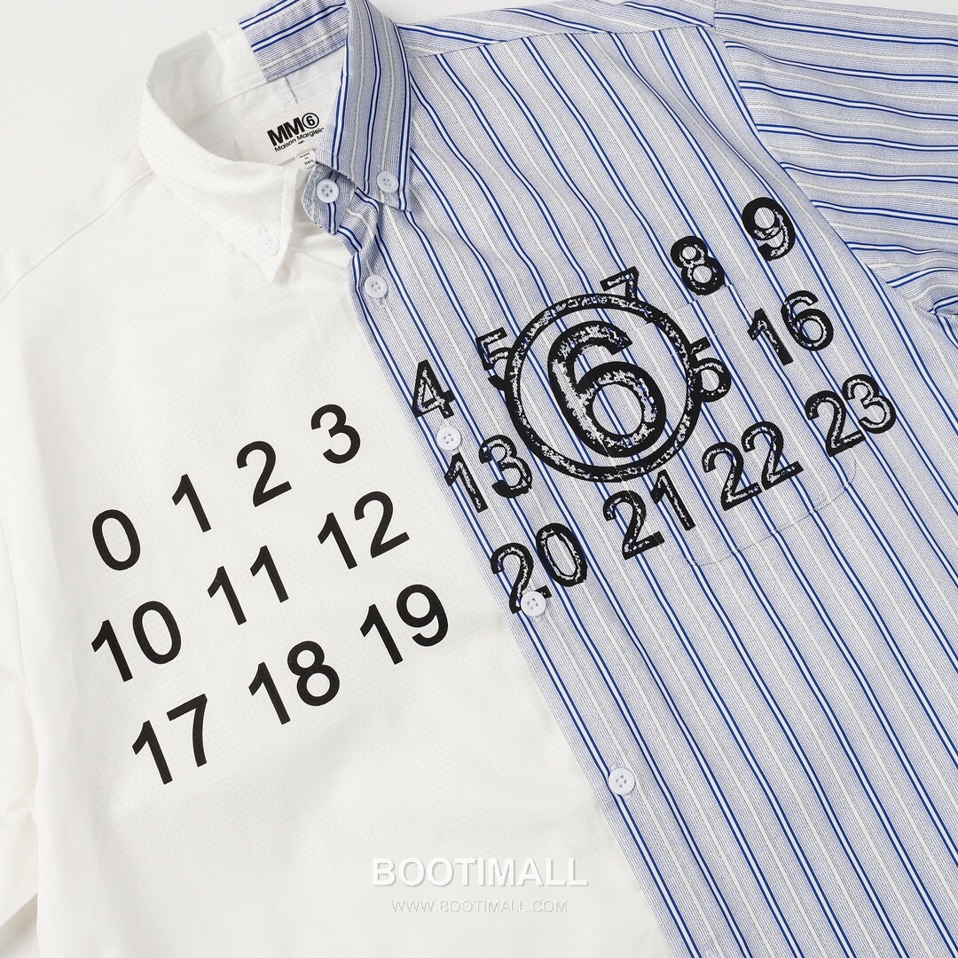 Maison Margiela SS26 Cotton Shirt Color Block Patchwork Calendar Logo Print 메종마르지엘라 SS26 코튼 셔츠 컬러블록 패치워크 캘린더 로고 프린트 3