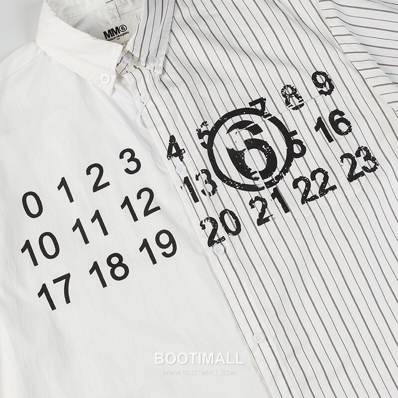 Maison Margiela SS26 Cotton Shirt Color Block Patchwork Calendar Logo Print 메종마르지엘라 SS26 코튼 셔츠 컬러블록 패치워크 캘린더 로고 프린트 5