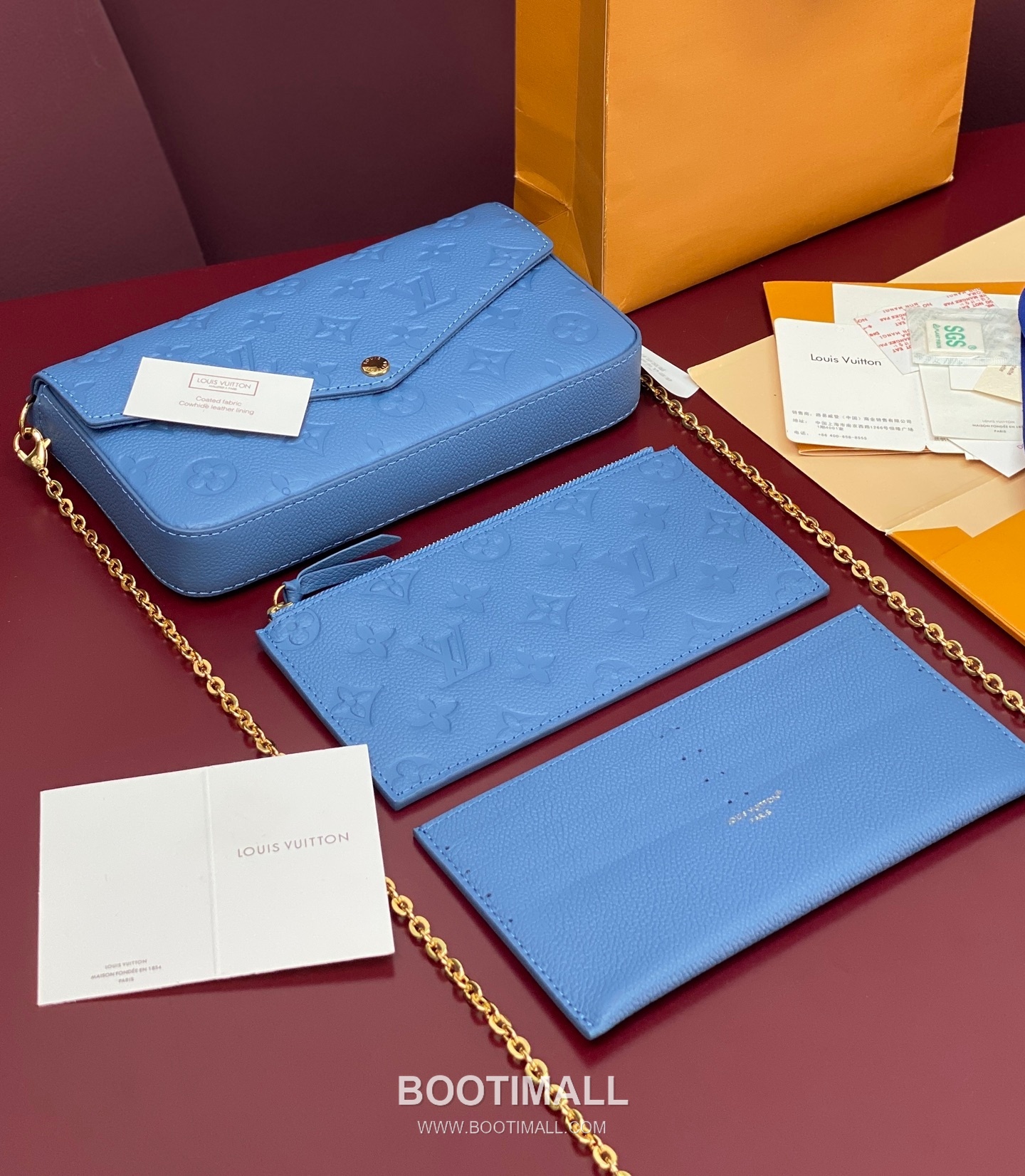 Louis Vuitton Pochette Félicie Monogram Empreinte Leather Crossbody Clutch Bag with Detachable Chain Strap Detail 루이비통 포쉐트 펠리시 모노그램 앙프렝뜨 크로스바디 클러치백 체인스트랩 M28891 21cm 6