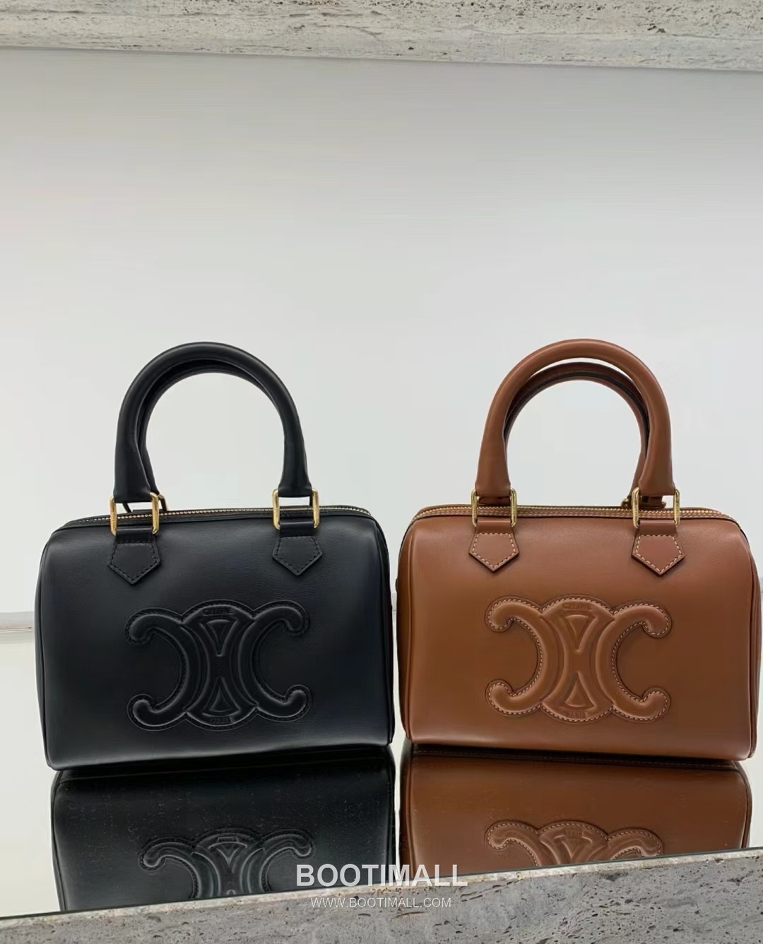 Celine Triomphe Embossed Cowhide Leather Boston Bucket Bag with Top Handle Strap Detail 셀린느 트리옹프 엠보싱 카우하이드 보스턴 버킷백 탑핸들 113773 20cm 9