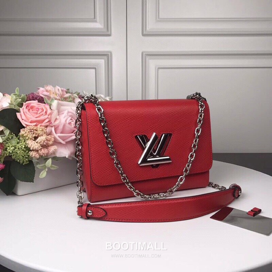 Louis Vuitton Twist MM Epi Calfskin Leather Chain Shoulder Bag with Twist Lock Detail 루이비통 트위스트 MM 에피 카프스킨 체인 숄더백 트위스트락 M50280 23cm 9