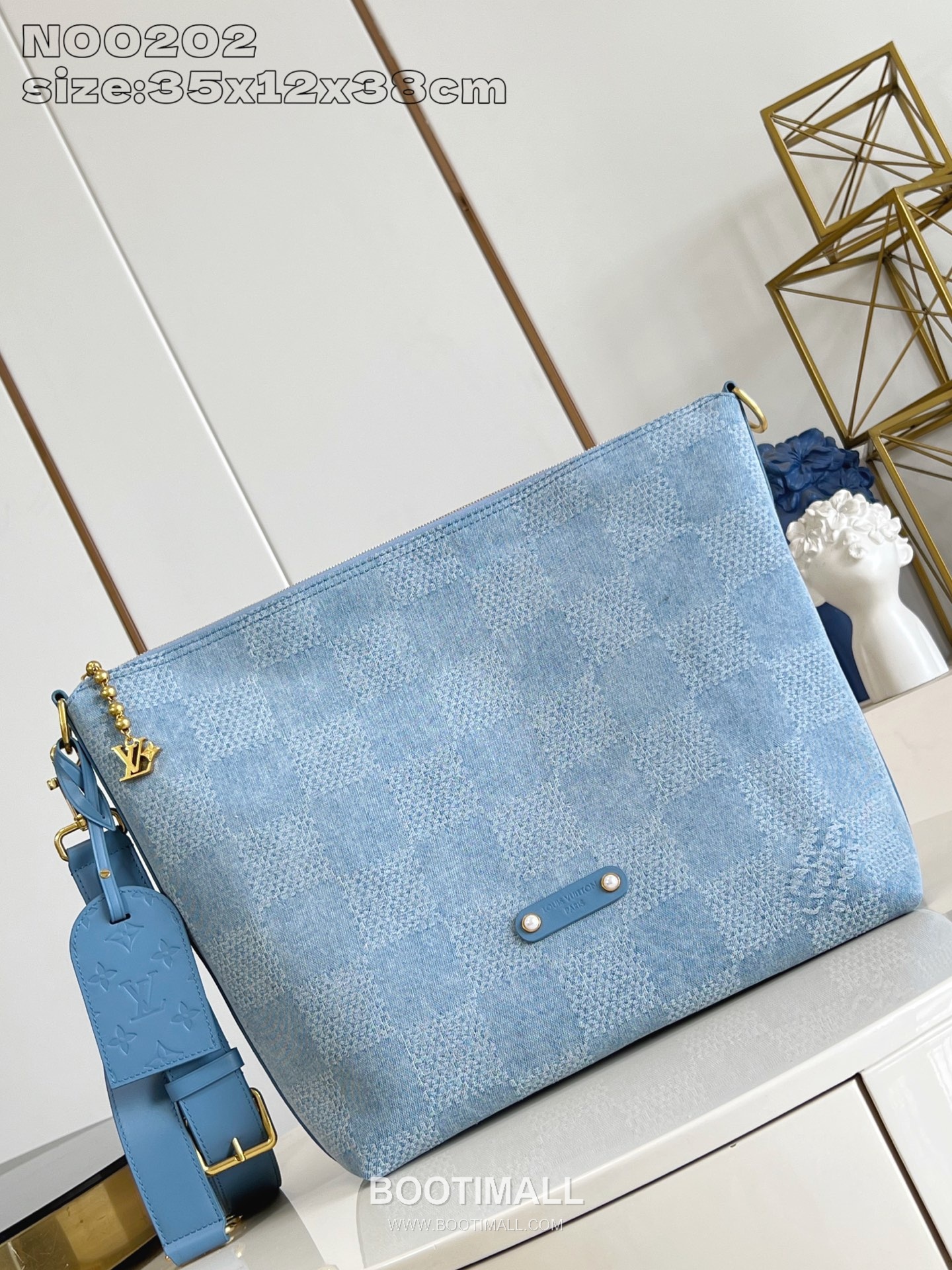 Louis Vuitton Vagabond Hobo Damier Denim Canvas Shoulder Bag with Leather Trim Detail 루이비통 바가본드 호보 다미에 데님 캔버스 숄더백 레더트림 N00202 38cm 1