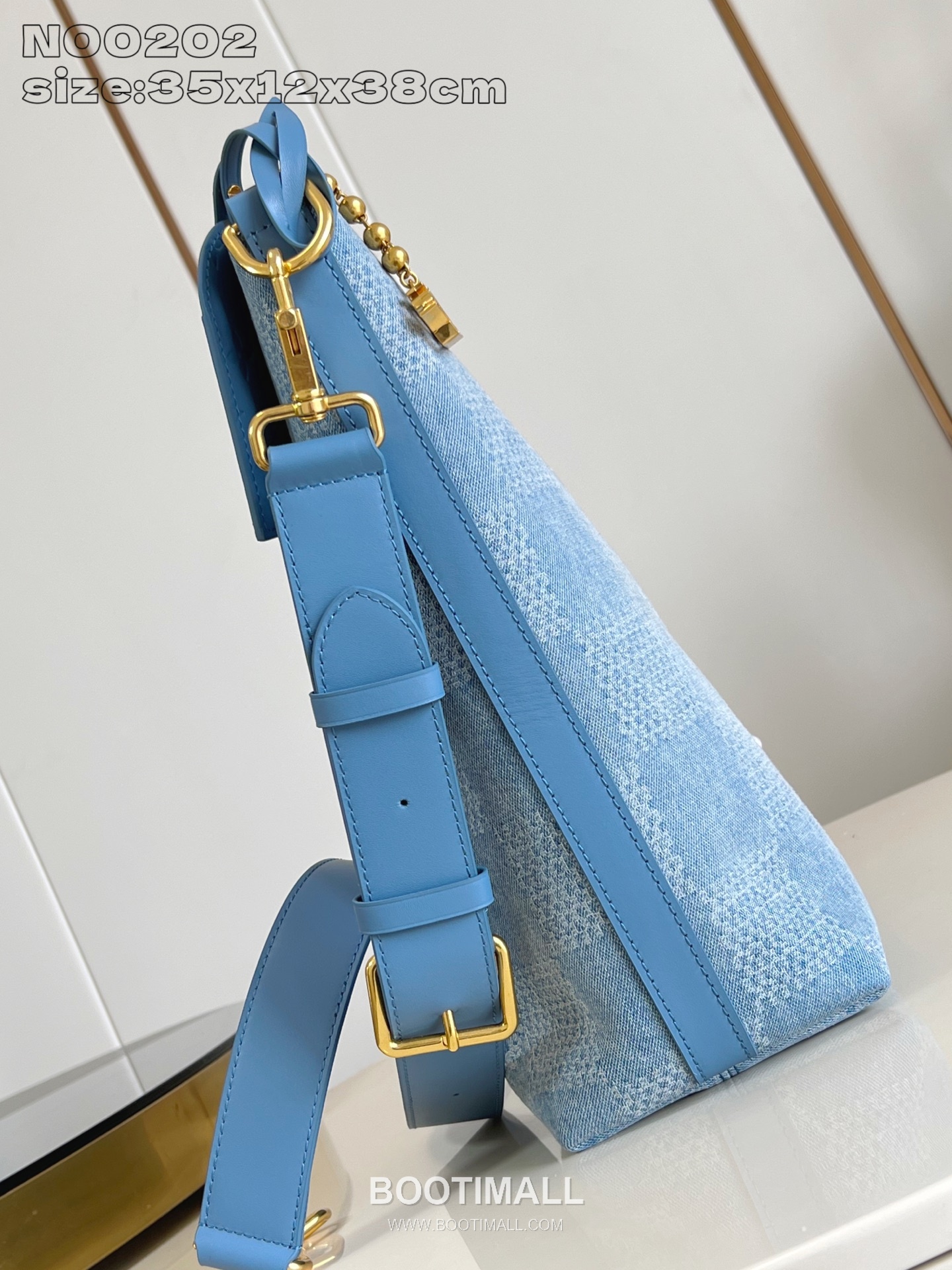 Louis Vuitton Vagabond Hobo Damier Denim Canvas Shoulder Bag with Leather Trim Detail 루이비통 바가본드 호보 다미에 데님 캔버스 숄더백 레더트림 N00202 38cm 4