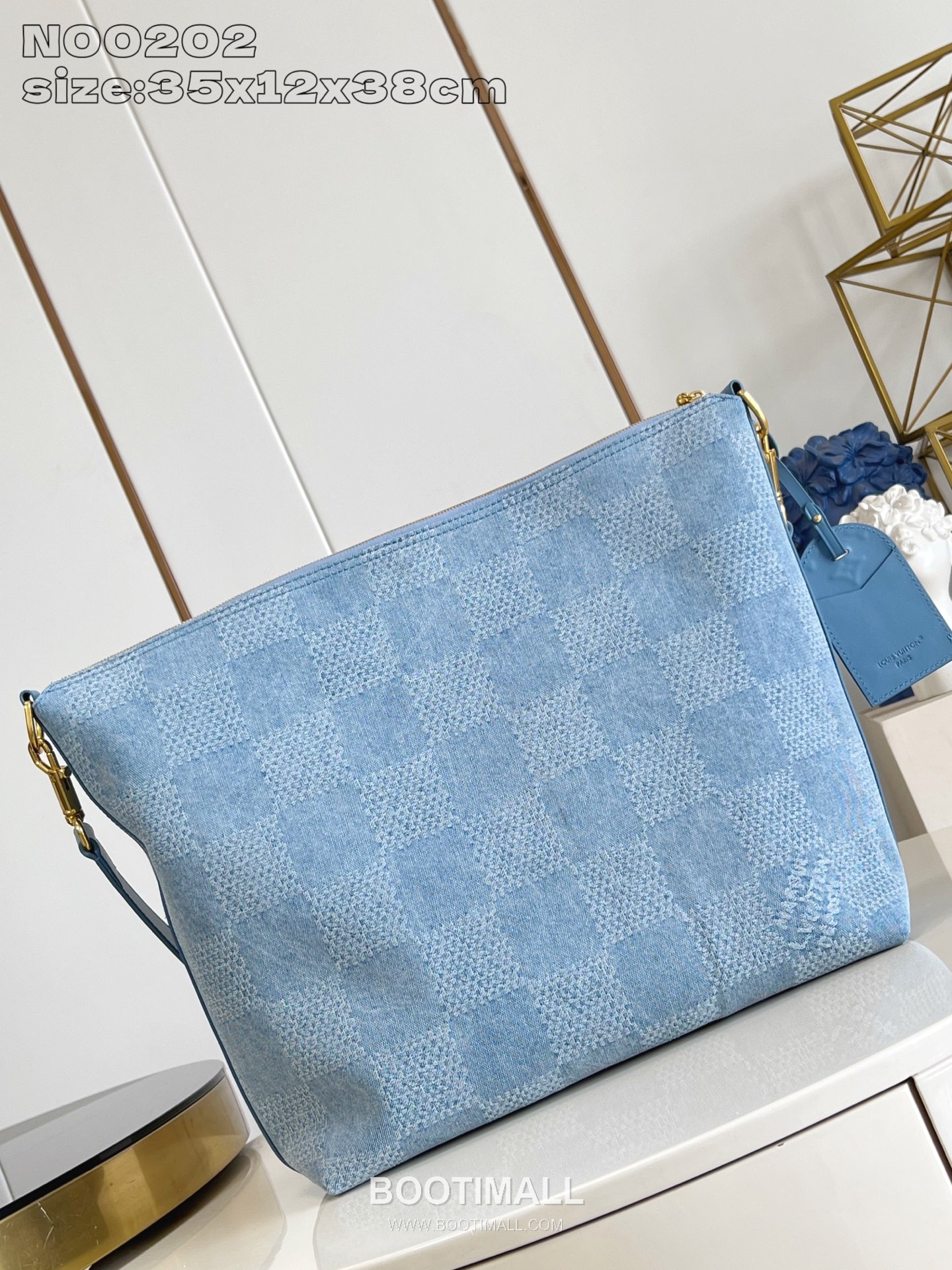 Louis Vuitton Vagabond Hobo Damier Denim Canvas Shoulder Bag with Leather Trim Detail 루이비통 바가본드 호보 다미에 데님 캔버스 숄더백 레더트림 N00202 38cm 5