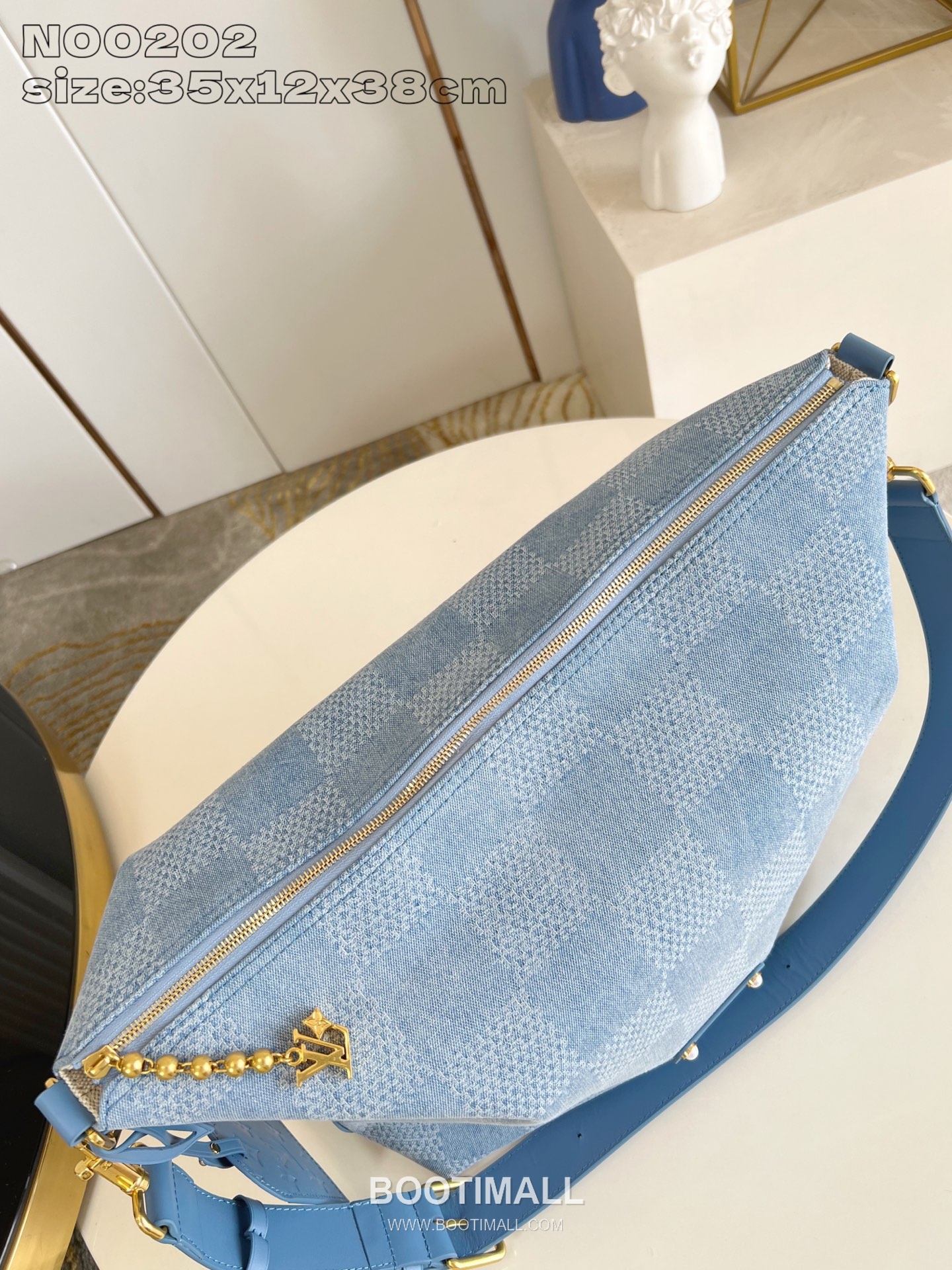 Louis Vuitton Vagabond Hobo Damier Denim Canvas Shoulder Bag with Leather Trim Detail 루이비통 바가본드 호보 다미에 데님 캔버스 숄더백 레더트림 N00202 38cm 7