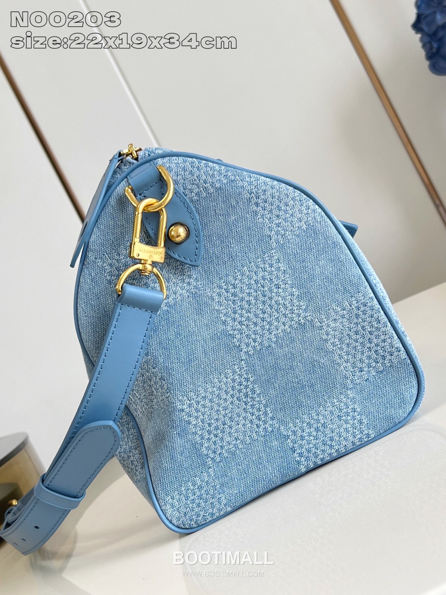 Louis Vuitton Speedy 30 Bandoulière Damier Denim Canvas Boston Bag with Strap Detail 루이비통 스피디 30 반둘리에 다미에 데님 캔버스 보스턴백 스트랩 N00203 34cm 4