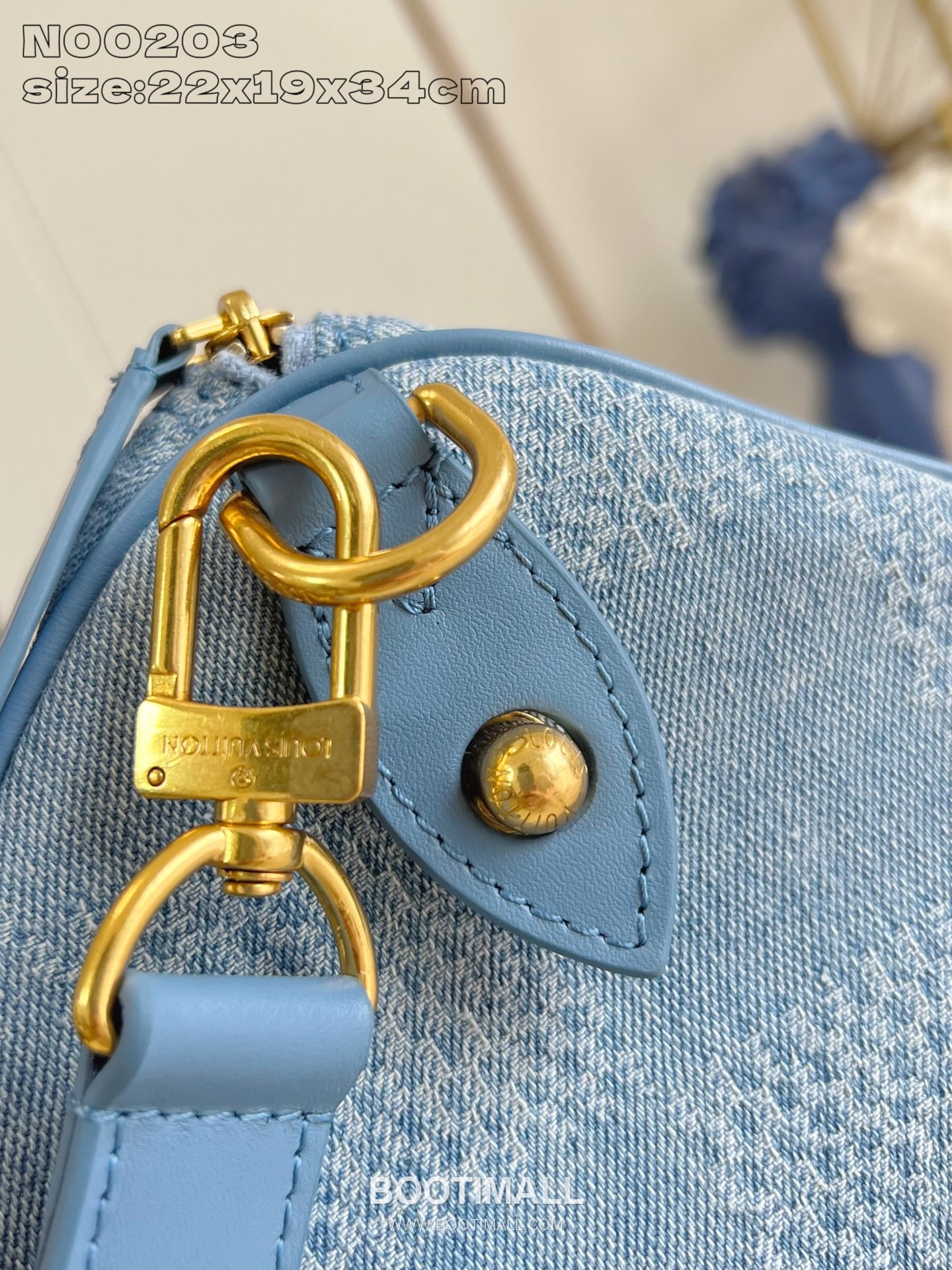 Louis Vuitton Speedy 30 Bandoulière Damier Denim Canvas Boston Bag with Strap Detail 루이비통 스피디 30 반둘리에 다미에 데님 캔버스 보스턴백 스트랩 N00203 34cm 5