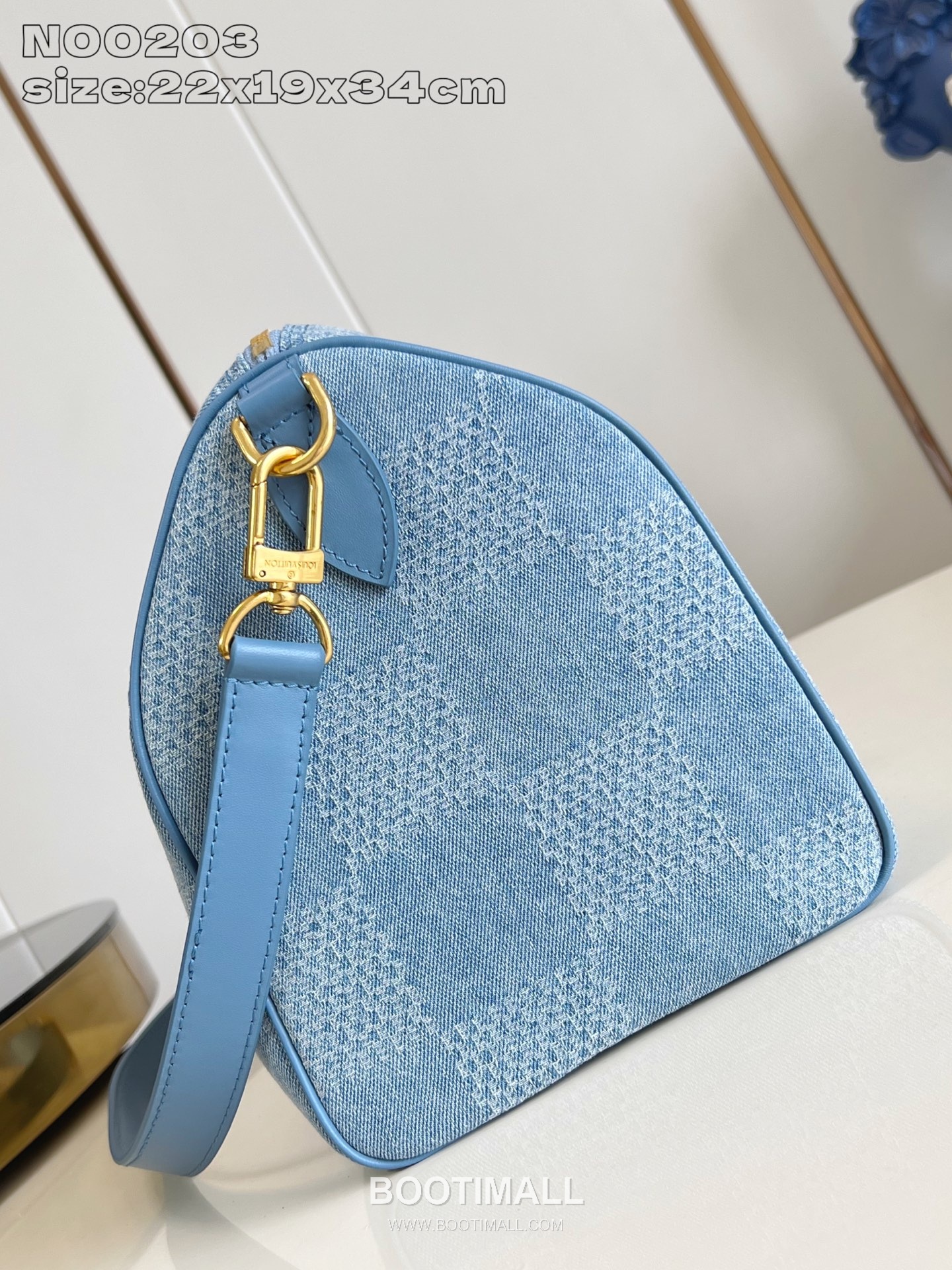 Louis Vuitton Speedy 30 Bandoulière Damier Denim Canvas Boston Bag with Strap Detail 루이비통 스피디 30 반둘리에 다미에 데님 캔버스 보스턴백 스트랩 N00203 34cm 7