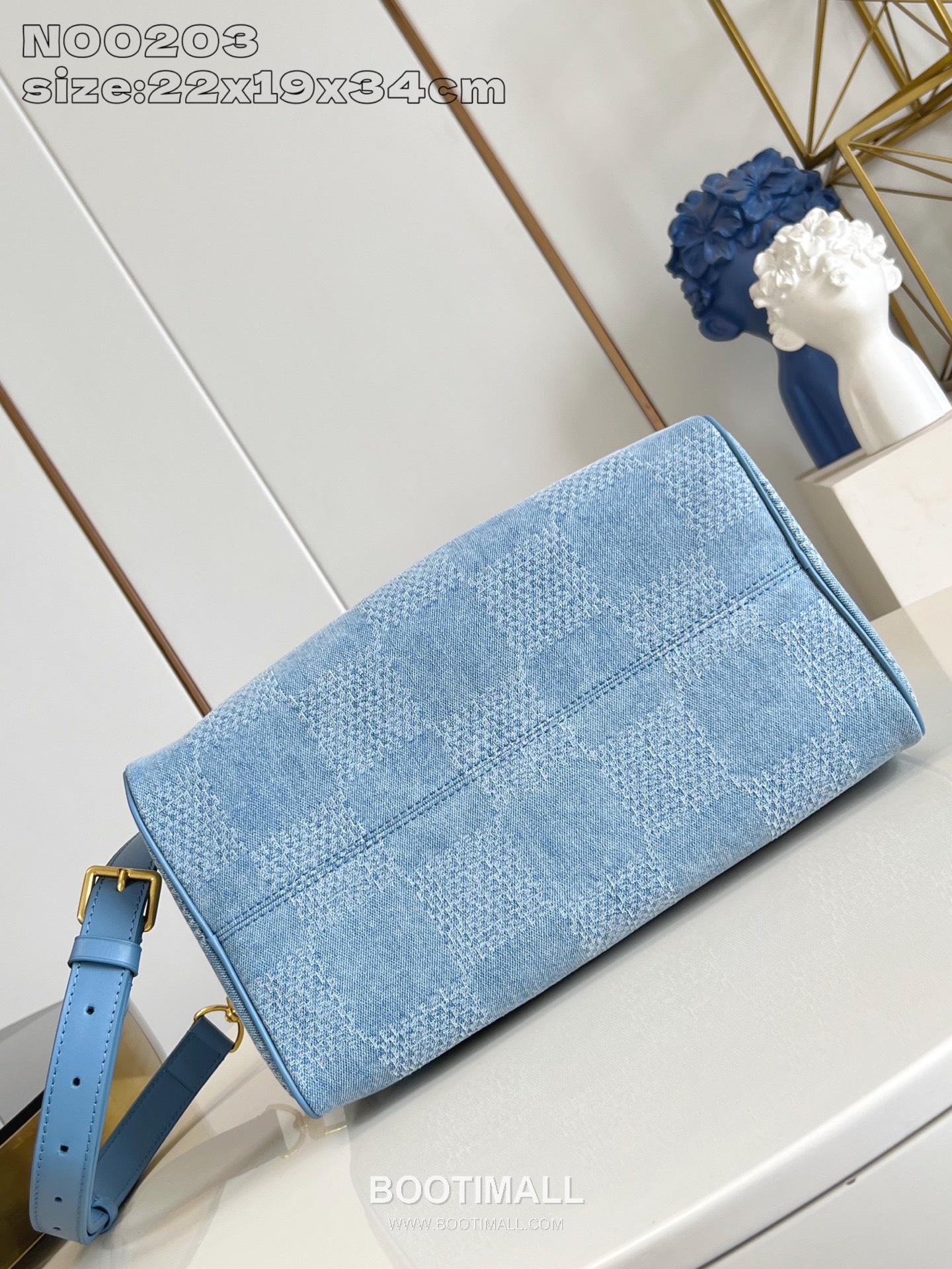 Louis Vuitton Speedy 30 Bandoulière Damier Denim Canvas Boston Bag with Strap Detail 루이비통 스피디 30 반둘리에 다미에 데님 캔버스 보스턴백 스트랩 N00203 34cm 8