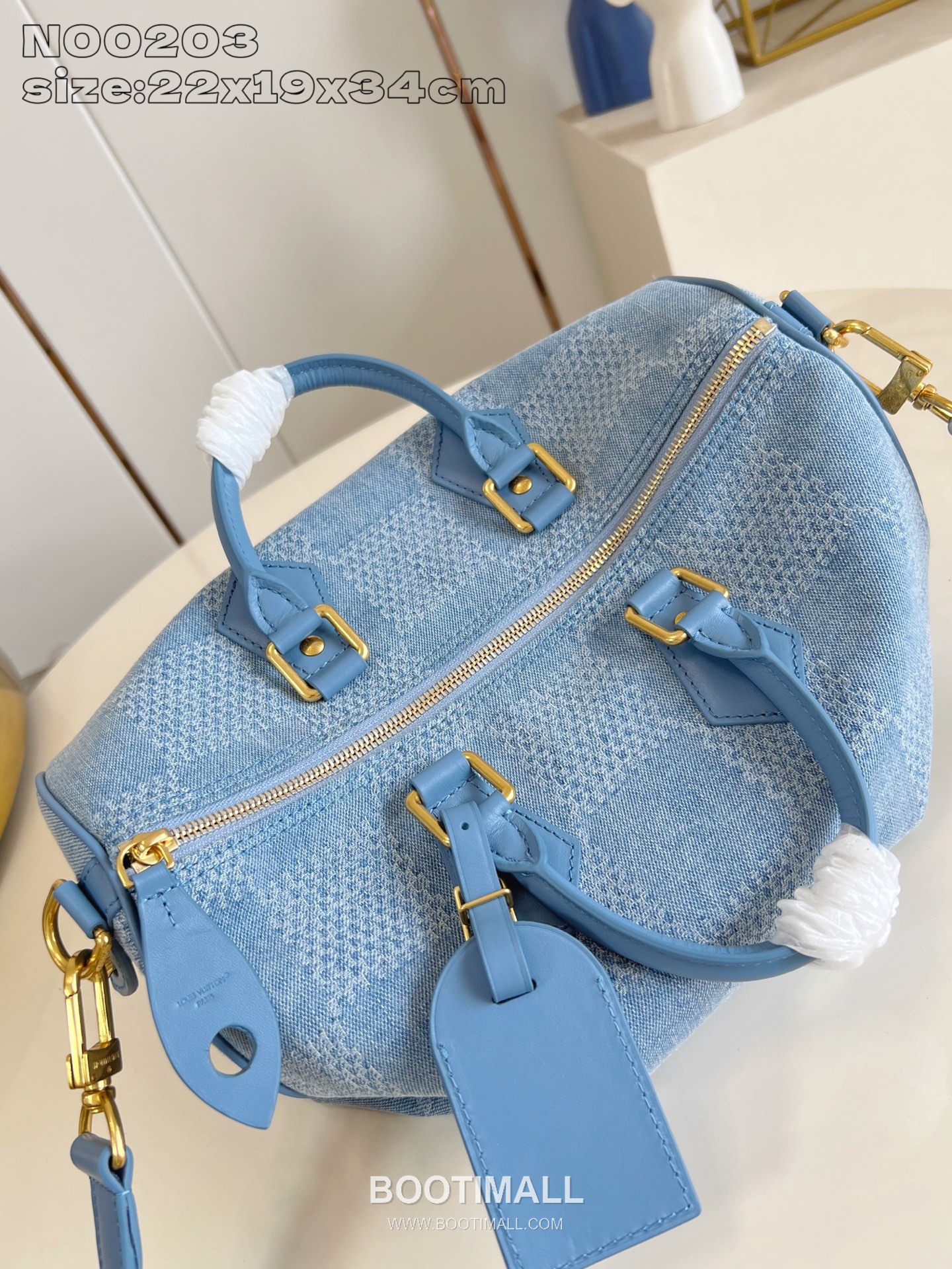 Louis Vuitton Speedy 30 Bandoulière Damier Denim Canvas Boston Bag with Strap Detail 루이비통 스피디 30 반둘리에 다미에 데님 캔버스 보스턴백 스트랩 N00203 34cm 9