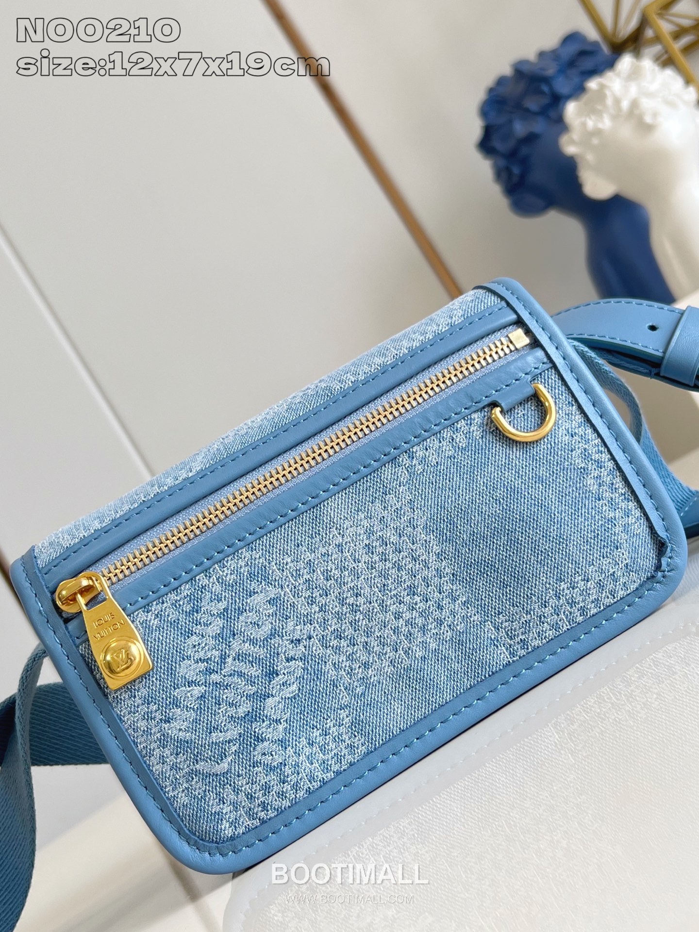 Louis Vuitton Bosphore Mini Damier Denim Canvas Crossbody Bag with Leather Trim Detail 루이비통 보스포르 미니 다미에 데님 캔버스 크로스백 레더트림 N00210 19cm 2