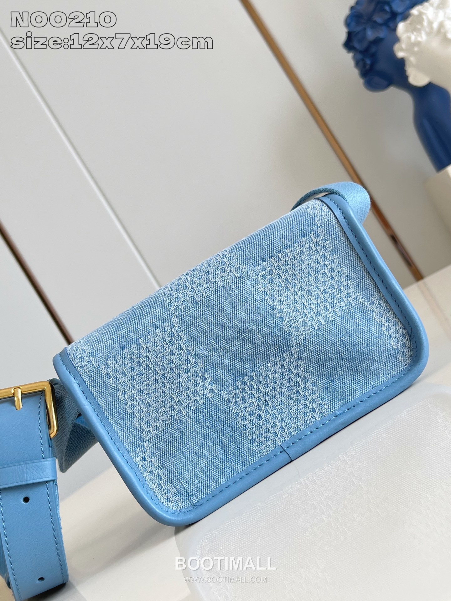 Louis Vuitton Bosphore Mini Damier Denim Canvas Crossbody Bag with Leather Trim Detail 루이비통 보스포르 미니 다미에 데님 캔버스 크로스백 레더트림 N00210 19cm 6