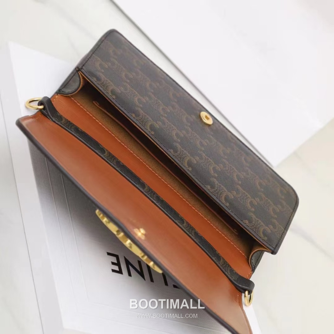 Celine Triomphe Canvas Cowhide Leather Crossbody Shoulder Bag with Dual Strap Detail 셀린느 트리옹프 캔버스 카우하이드 크로스바디 숄더백 듀얼스트랩 10L972 20.5cm 9