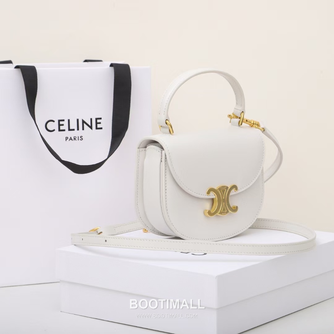 Celine Besace Triomphe Cowhide Leather Saddle Crossbody Bag with Triomphe Lock Detail 셀린느 베사체 트리옹프 카우하이드 새들 크로스백 트리옹프락 10L063 15.5cm 11