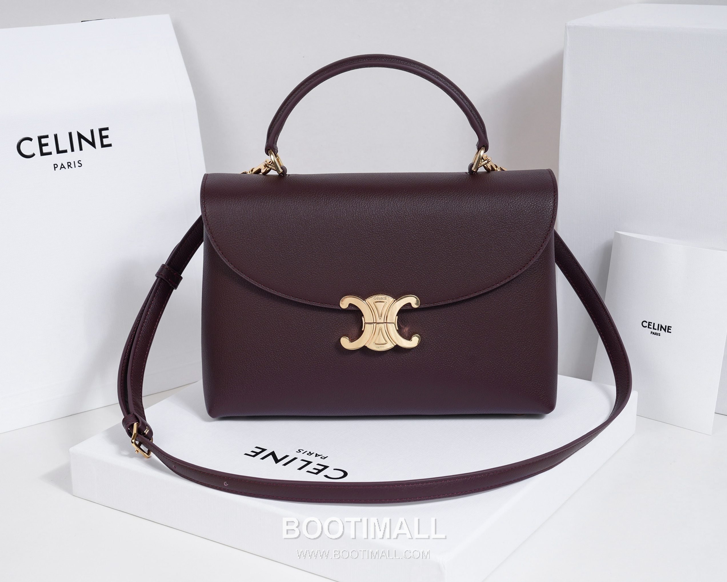 Celine Nino Cowhide Leather Top Handle Crossbody Bag with Triomphe Lock Detail 셀린느 니노 카우하이드 탑핸들 크로스백 트리옹프락 117523 26cm 1