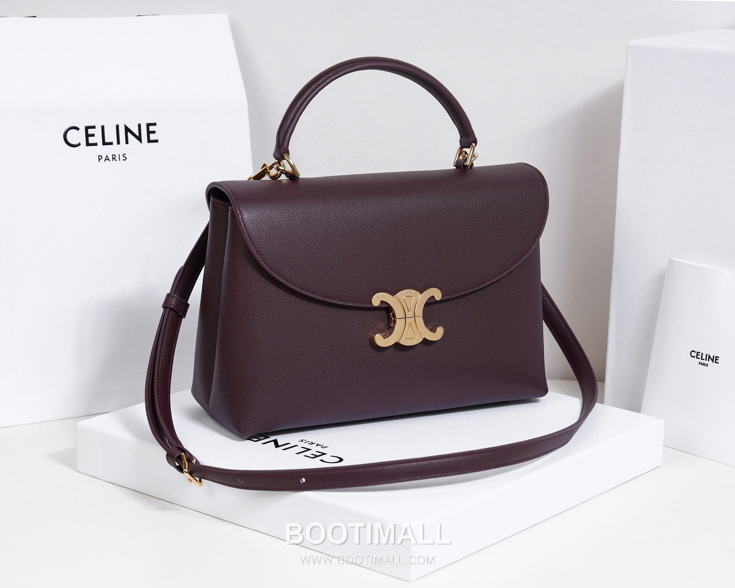 Celine Nino Cowhide Leather Top Handle Crossbody Bag with Triomphe Lock Detail 셀린느 니노 카우하이드 탑핸들 크로스백 트리옹프락 117523 26cm 2