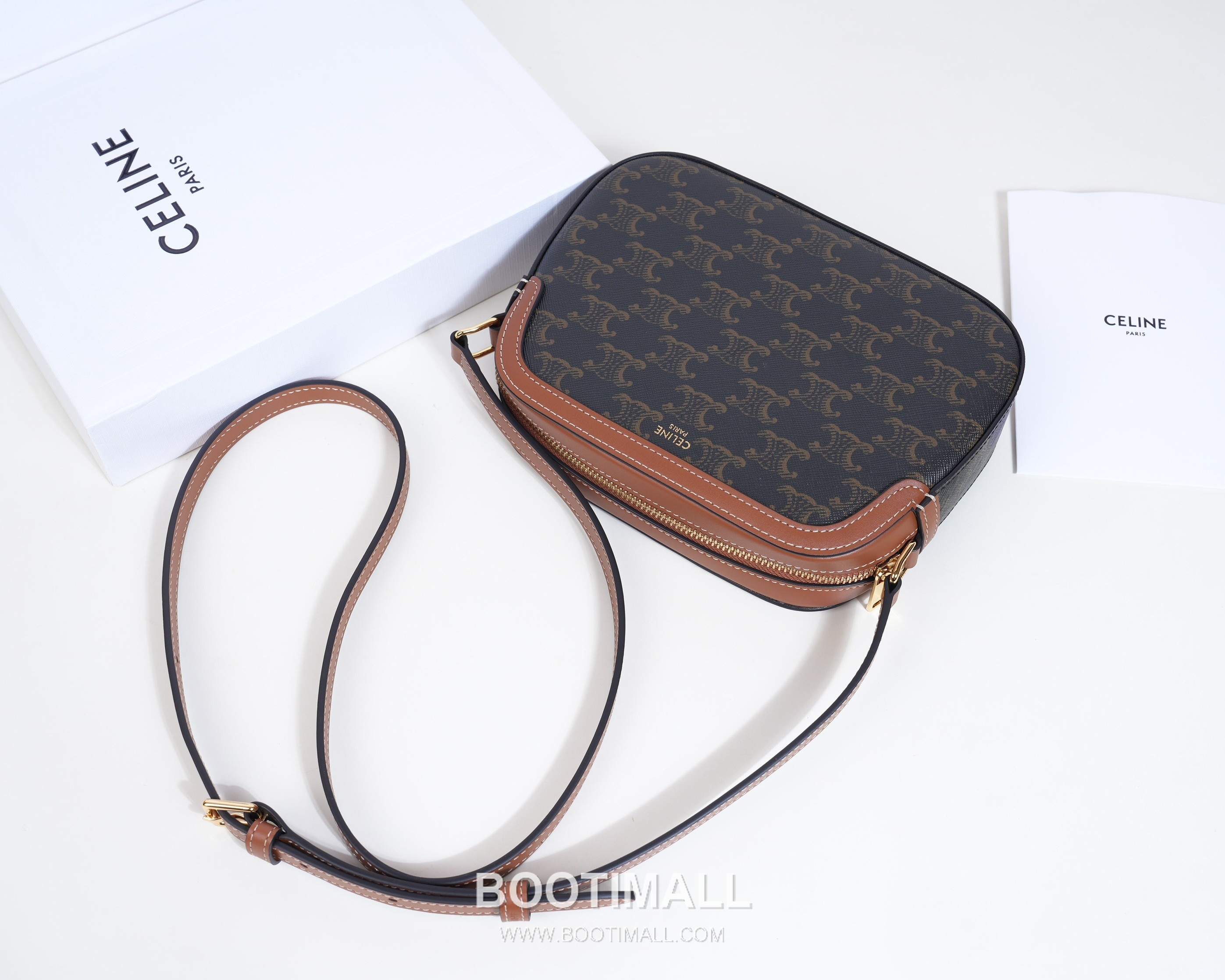 Celine Monogram Canvas Cowhide Leather Crossbody Bag with Leather Trim Detail 셀린느 모노그램 캔버스 카우하이드 크로스백 레더트림 191522 20cm 6