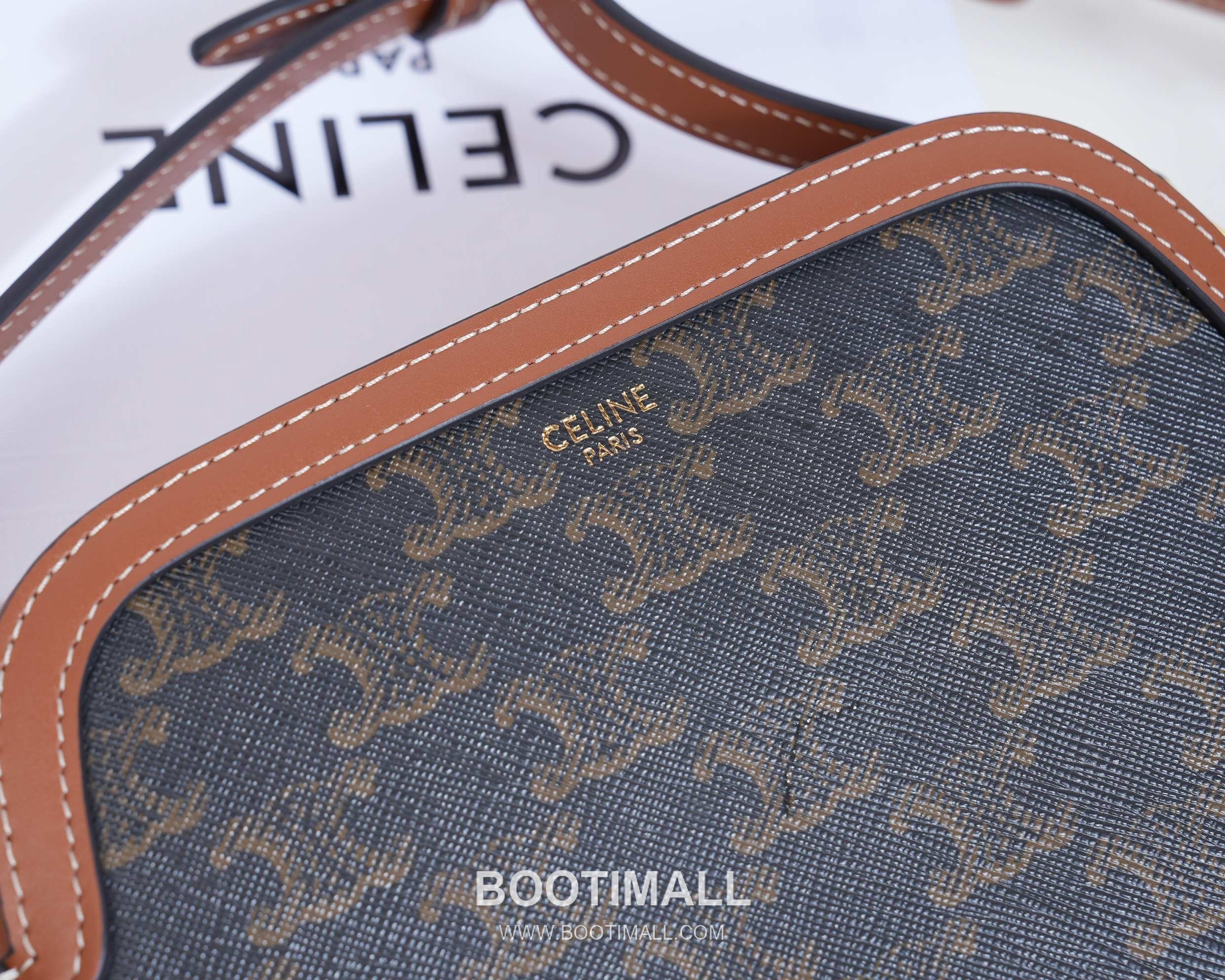 Celine Monogram Canvas Cowhide Leather Crossbody Bag with Leather Trim Detail 셀린느 모노그램 캔버스 카우하이드 크로스백 레더트림 191522 20cm 7