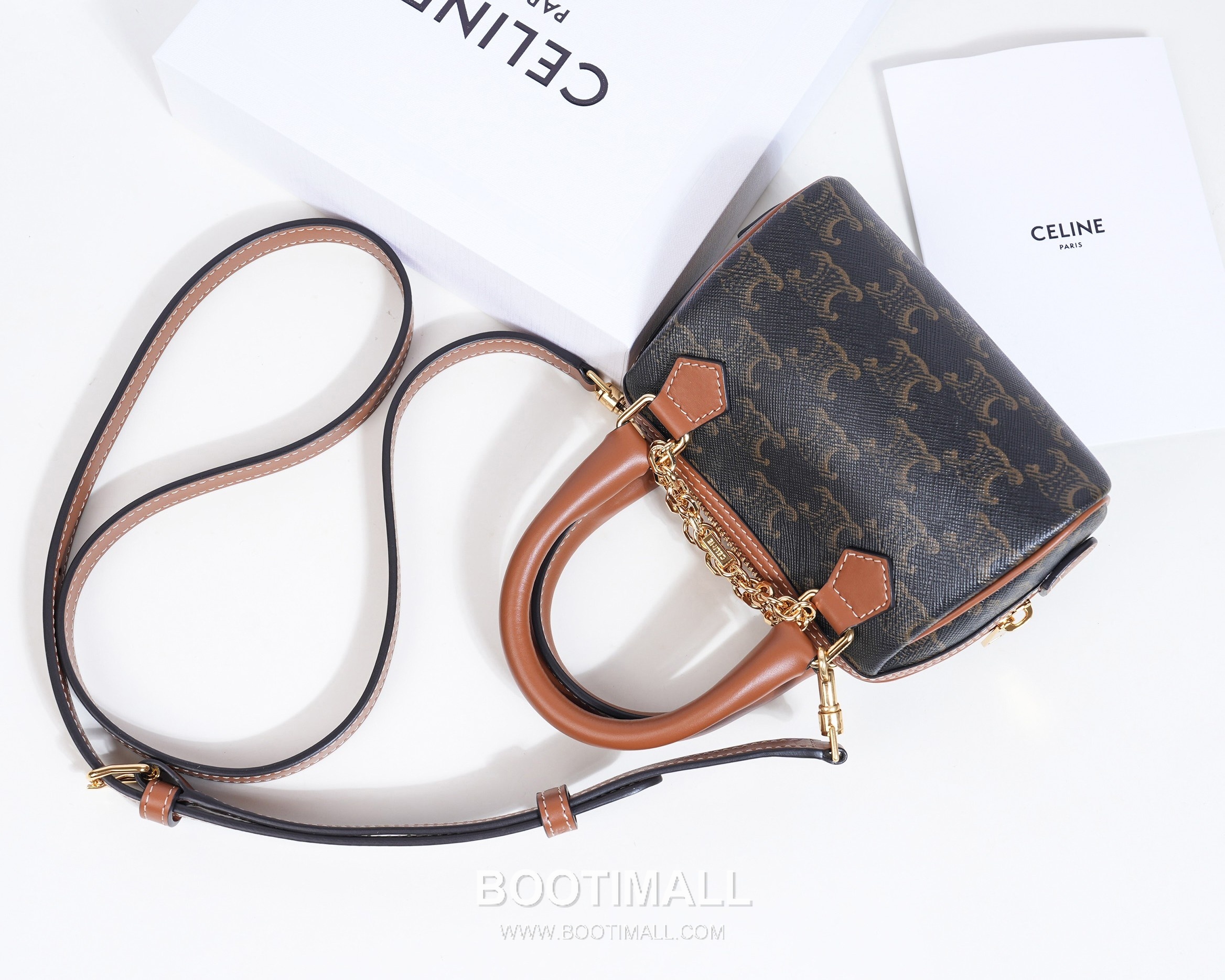 Celine Monogram Canvas Cowhide Leather Mini Crossbody Bag with Leather Trim Detail 셀린느 모노그램 캔버스 카우하이드 미니 크로스백 레더트림 195112 14cm 3