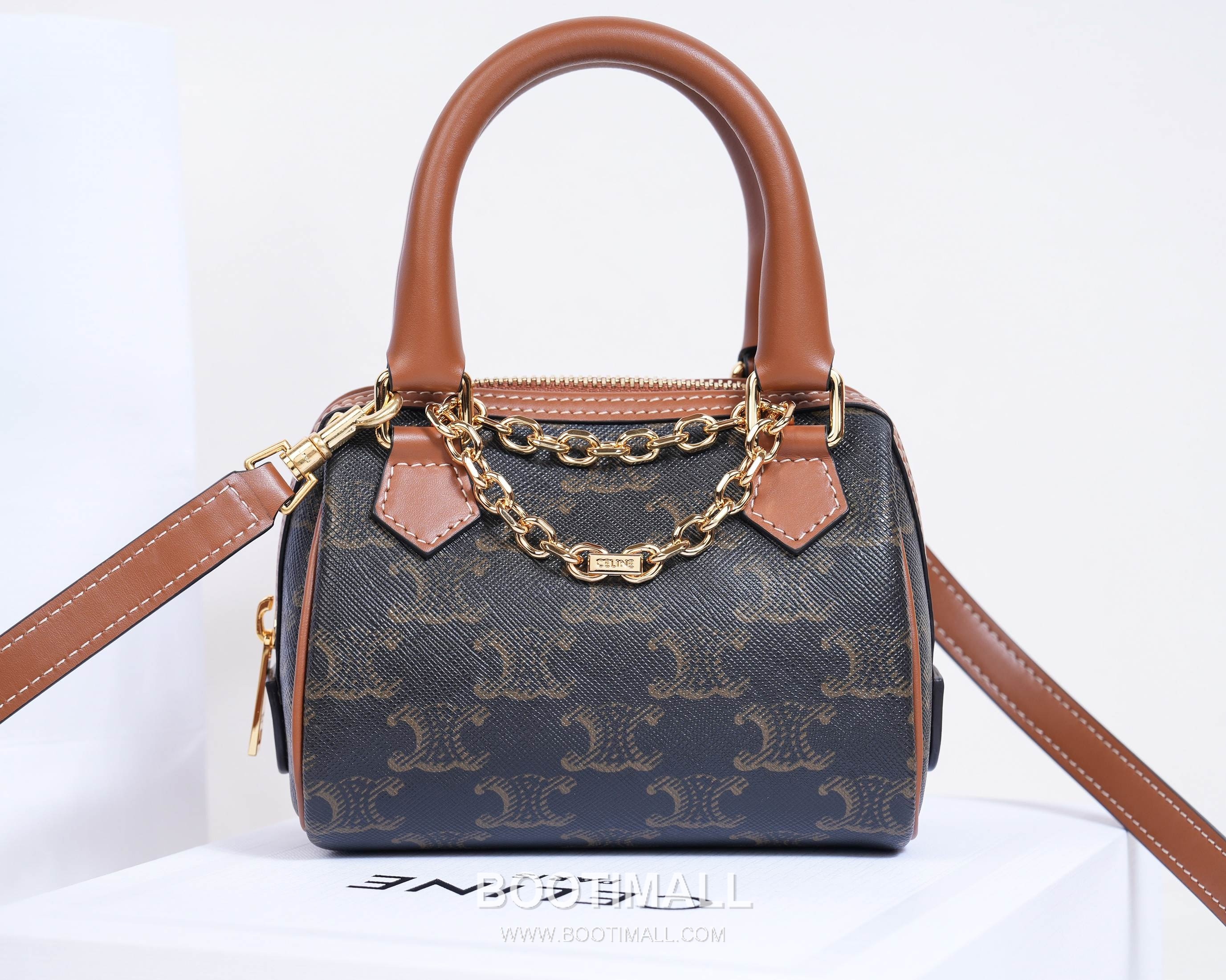 Celine Monogram Canvas Cowhide Leather Mini Crossbody Bag with Leather Trim Detail 셀린느 모노그램 캔버스 카우하이드 미니 크로스백 레더트림 195112 14cm 9