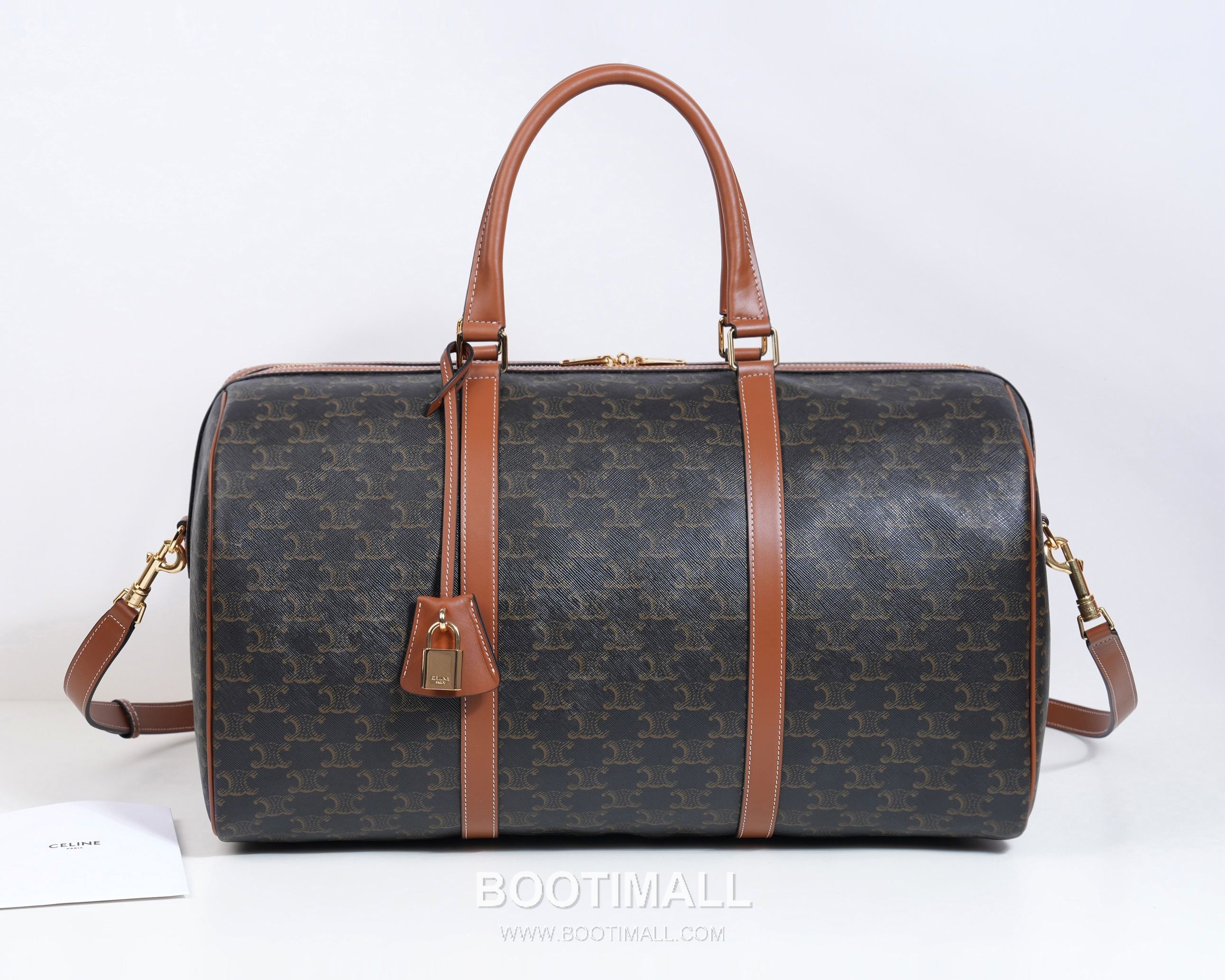 Celine Monogram Canvas Cowhide Leather Boston Travel Bag with Leather Trim Detail 셀린느 모노그램 캔버스 카우하이드 보스턴 여행가방 레더트림 190662 45cm 1