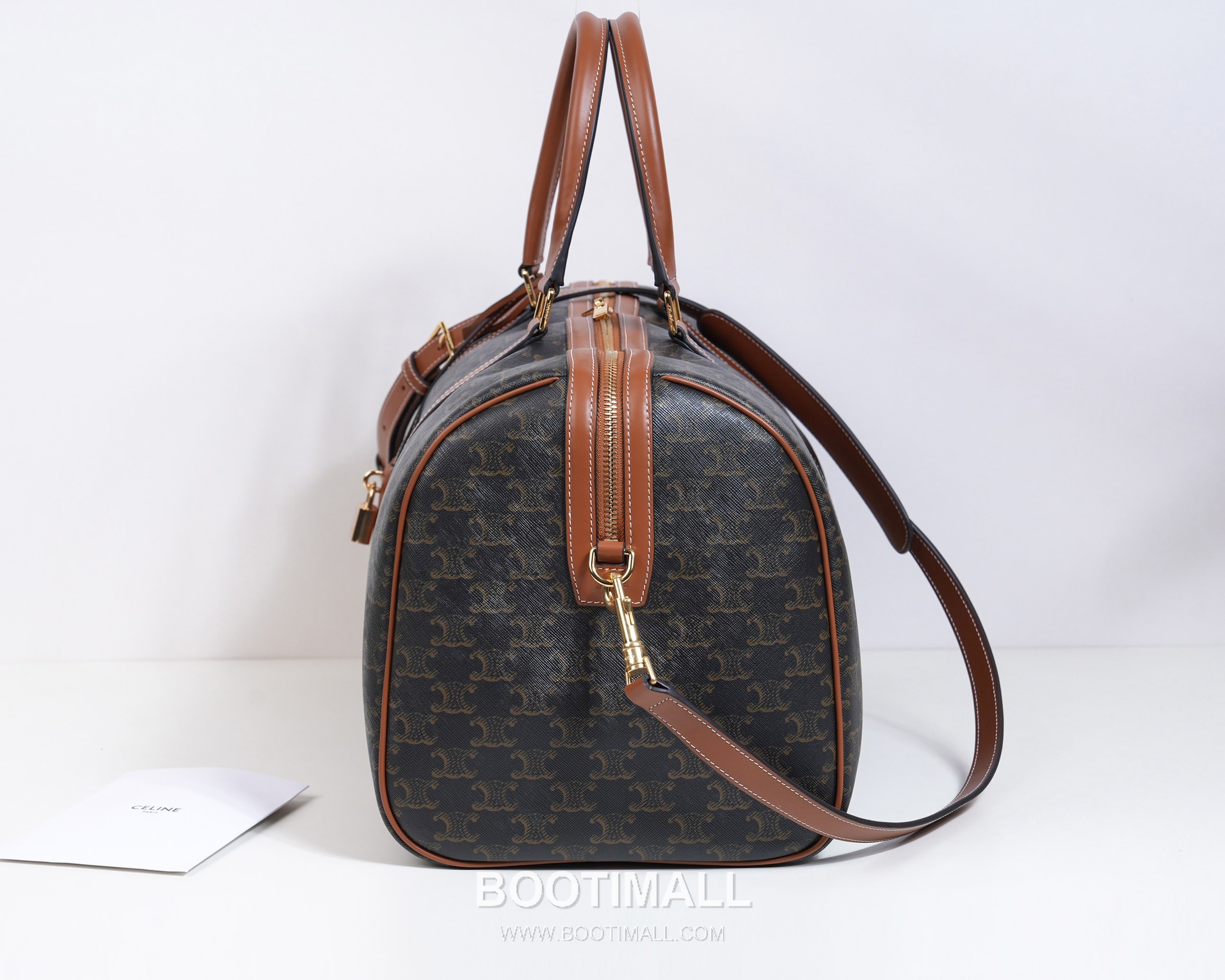 Celine Monogram Canvas Cowhide Leather Boston Travel Bag with Leather Trim Detail 셀린느 모노그램 캔버스 카우하이드 보스턴 여행가방 레더트림 190662 45cm 3