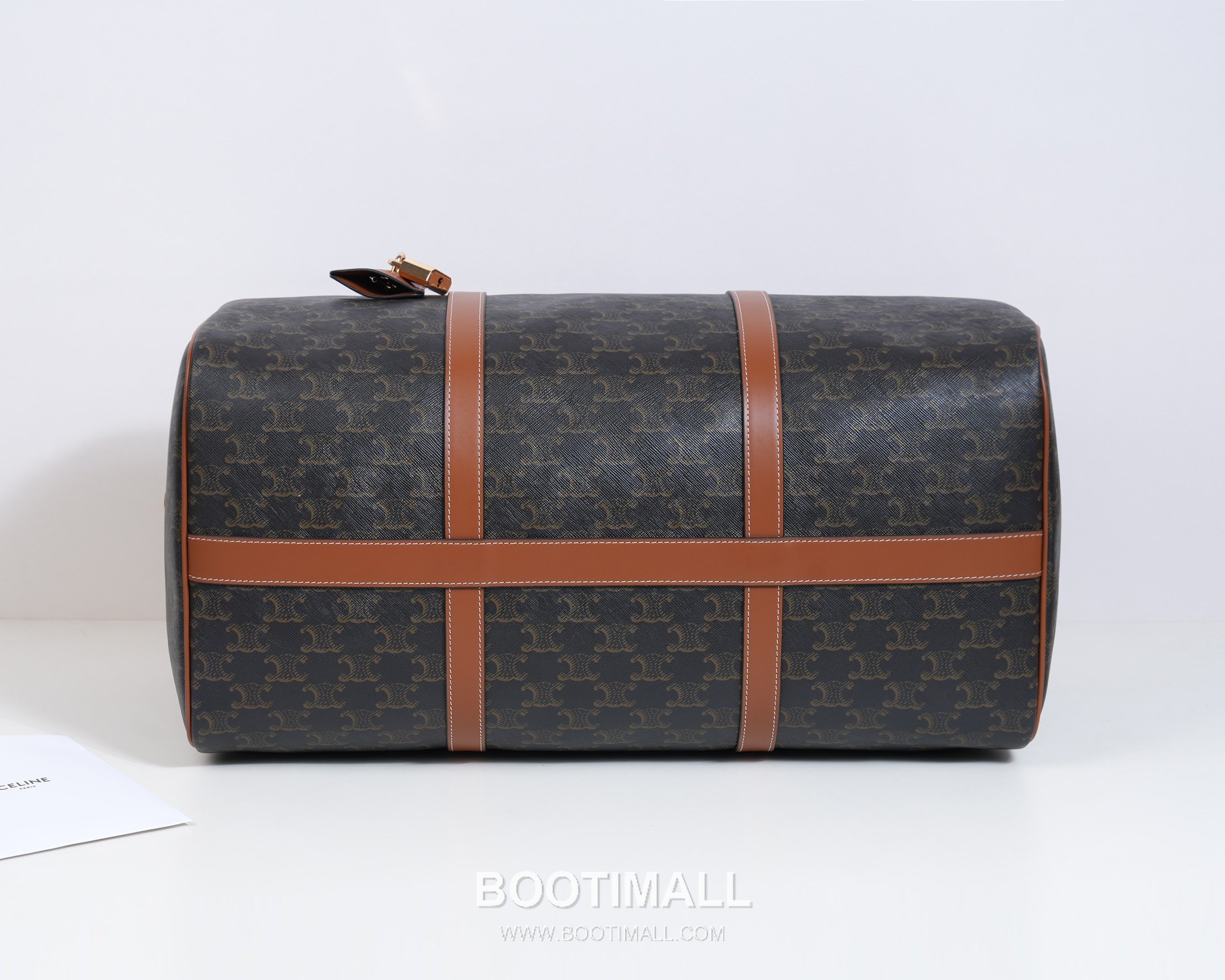 Celine Monogram Canvas Cowhide Leather Boston Travel Bag with Leather Trim Detail 셀린느 모노그램 캔버스 카우하이드 보스턴 여행가방 레더트림 190662 45cm 5