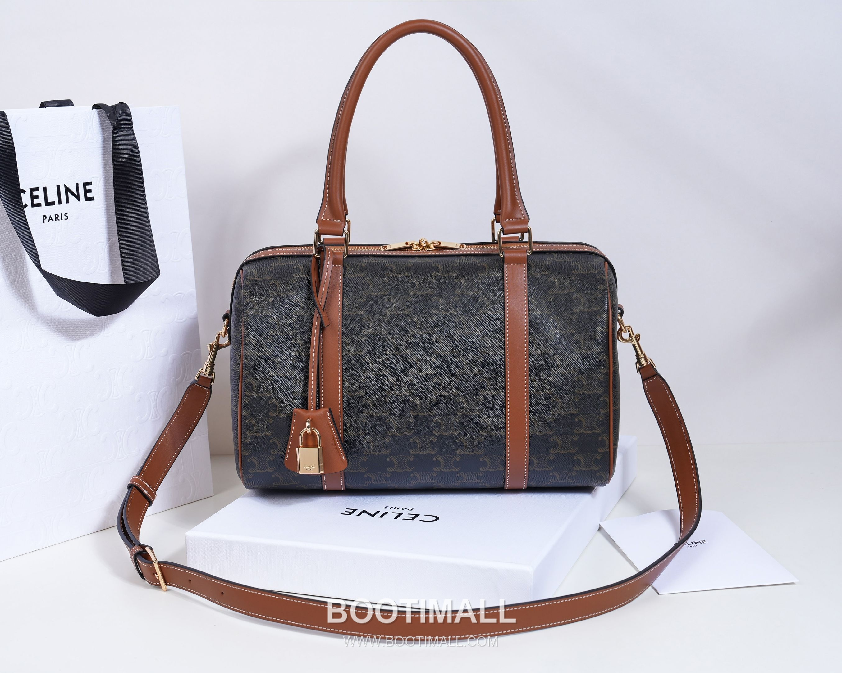 Celine Monogram Canvas Cowhide Leather Boston Bag with Top Handle Detail 셀린느 모노그램 캔버스 카우하이드 보스턴백 탑핸들 190372 31cm 1