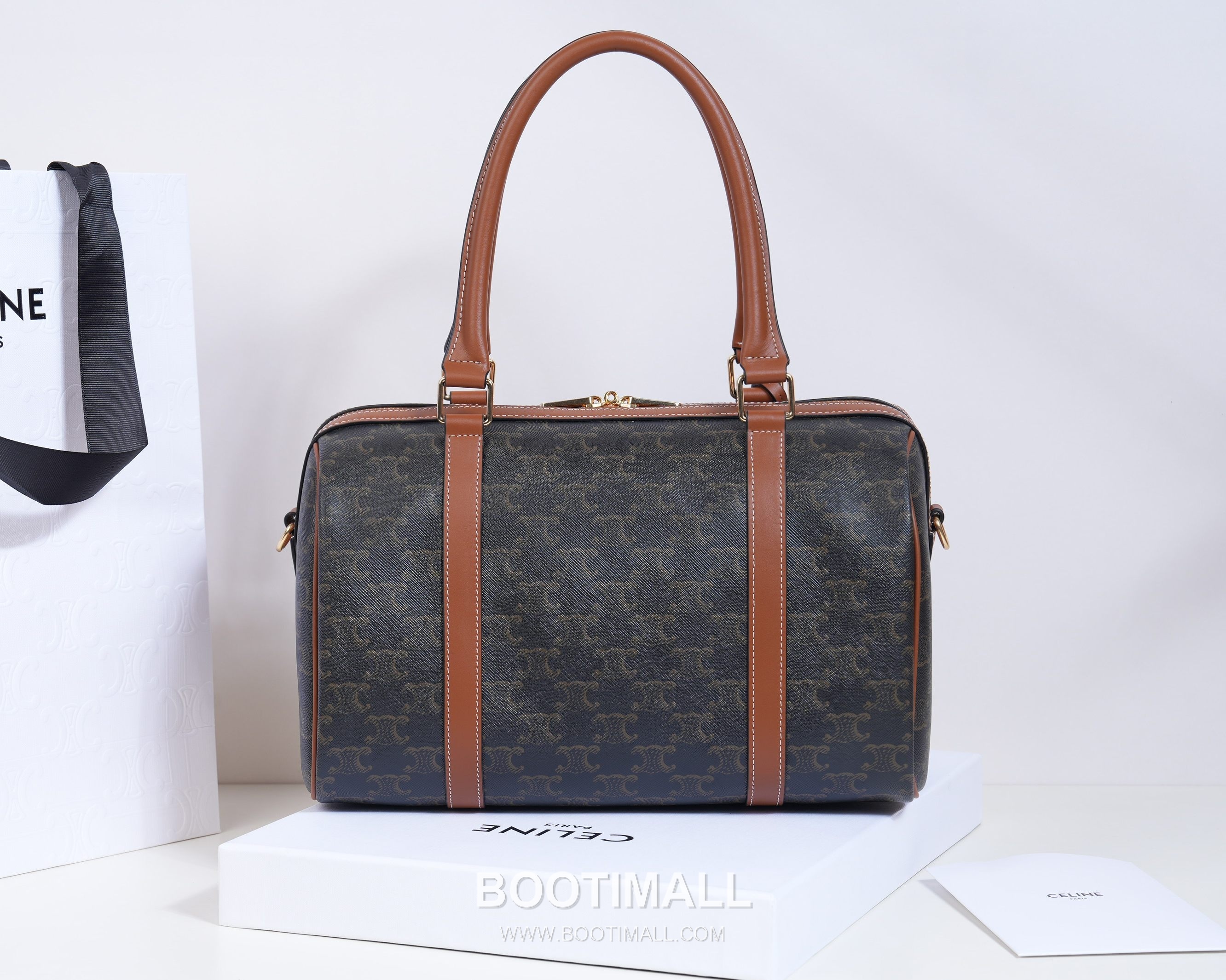 Celine Monogram Canvas Cowhide Leather Boston Bag with Top Handle Detail 셀린느 모노그램 캔버스 카우하이드 보스턴백 탑핸들 190372 31cm 4