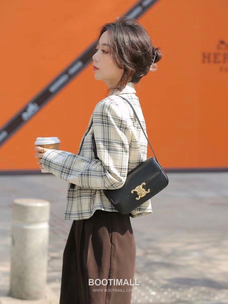 Celine Cowhide Leather Shoulder Crossbody Bag with Minimal Flap Detail 셀린느 카우하이드 숄더 크로스백 미니멀플랩 194143 20cm 2