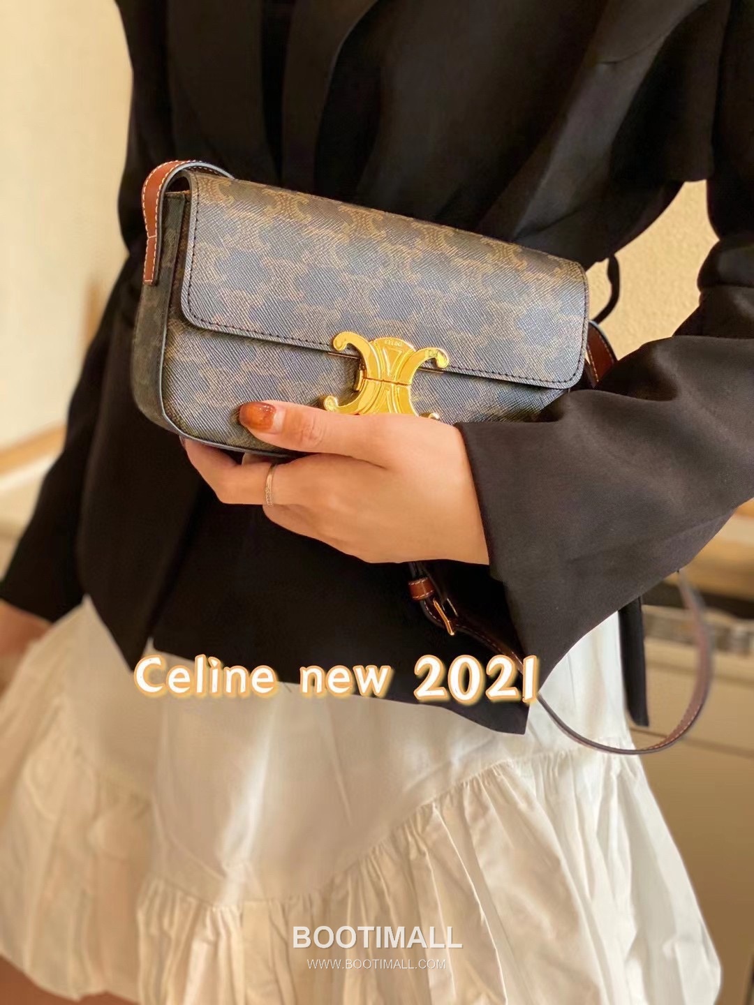 Celine Triomphe Monogram Canvas Cowhide Shoulder Bag with Metal Detail 셀린느 트리옹프 모노그램 캔버스 카우하이드 숄더백 메탈디테일 194143 20cm 1