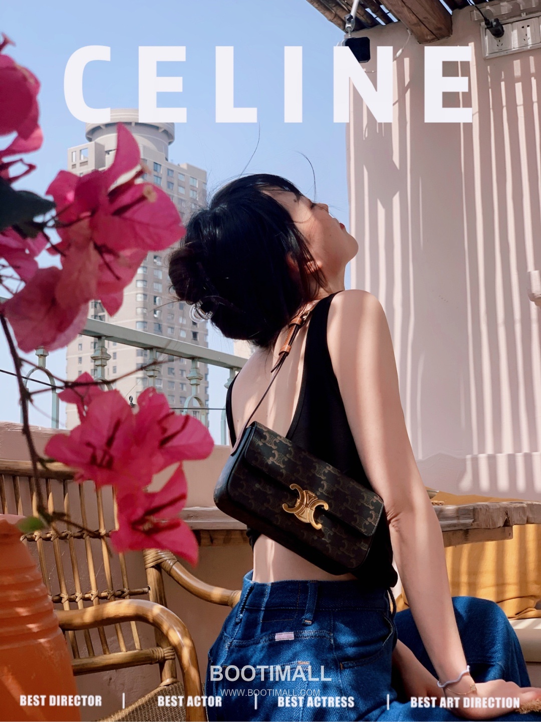 Celine Triomphe Monogram Canvas Cowhide Shoulder Bag with Metal Detail 셀린느 트리옹프 모노그램 캔버스 카우하이드 숄더백 메탈디테일 194143 20cm 8