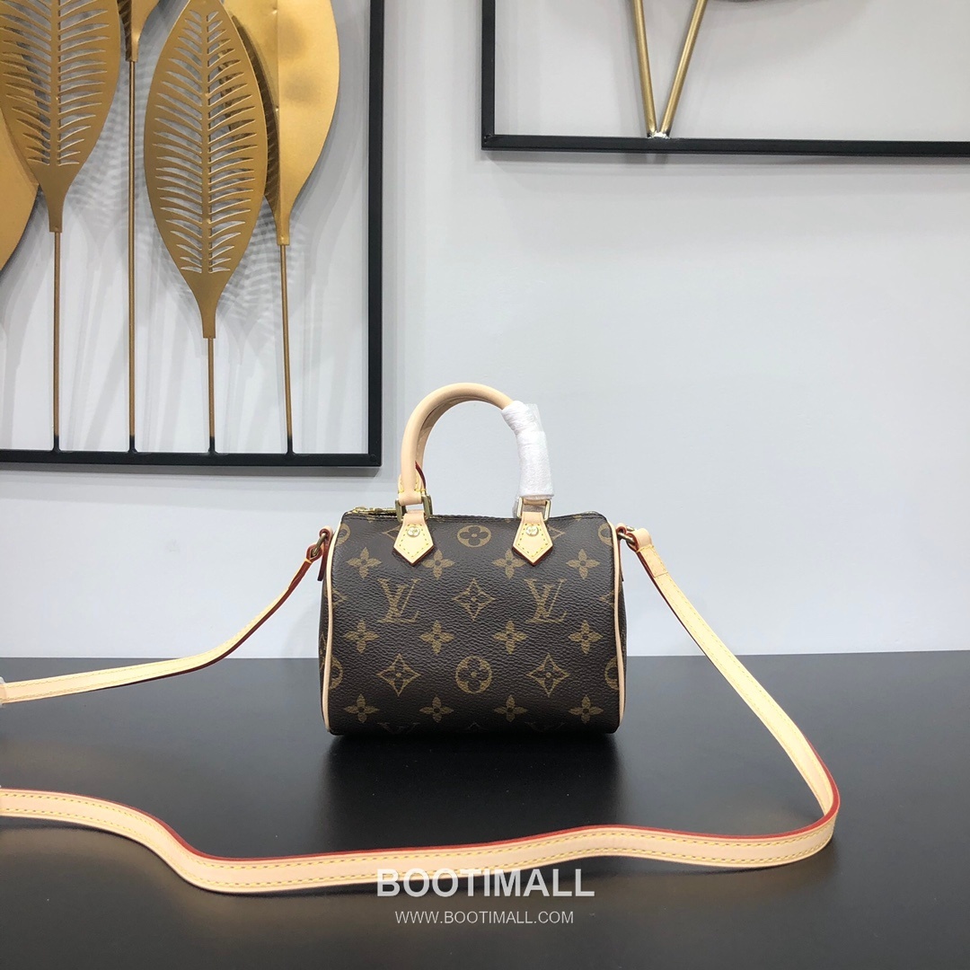 Louis Vuitton Nano Speedy Monogram Canvas Top Handle Crossbody Bag with Strap Detail 루이비통 나노 스피디 모노그램 캔버스 탑핸들 크로스백 스트랩 M61252 16cm 10