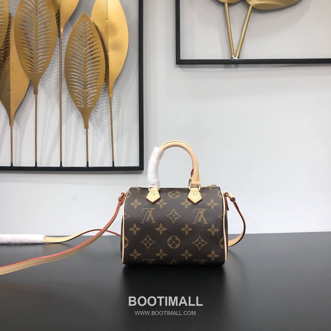 Louis Vuitton Nano Speedy Monogram Canvas Top Handle Crossbody Bag with Strap Detail 루이비통 나노 스피디 모노그램 캔버스 탑핸들 크로스백 스트랩 M61252 16cm 11
