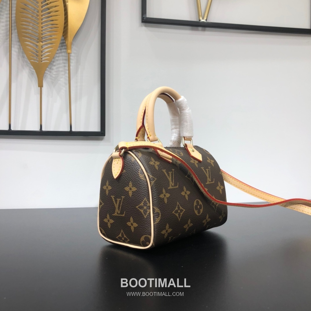 Louis Vuitton Nano Speedy Monogram Canvas Top Handle Crossbody Bag with Strap Detail 루이비통 나노 스피디 모노그램 캔버스 탑핸들 크로스백 스트랩 M61252 16cm 12
